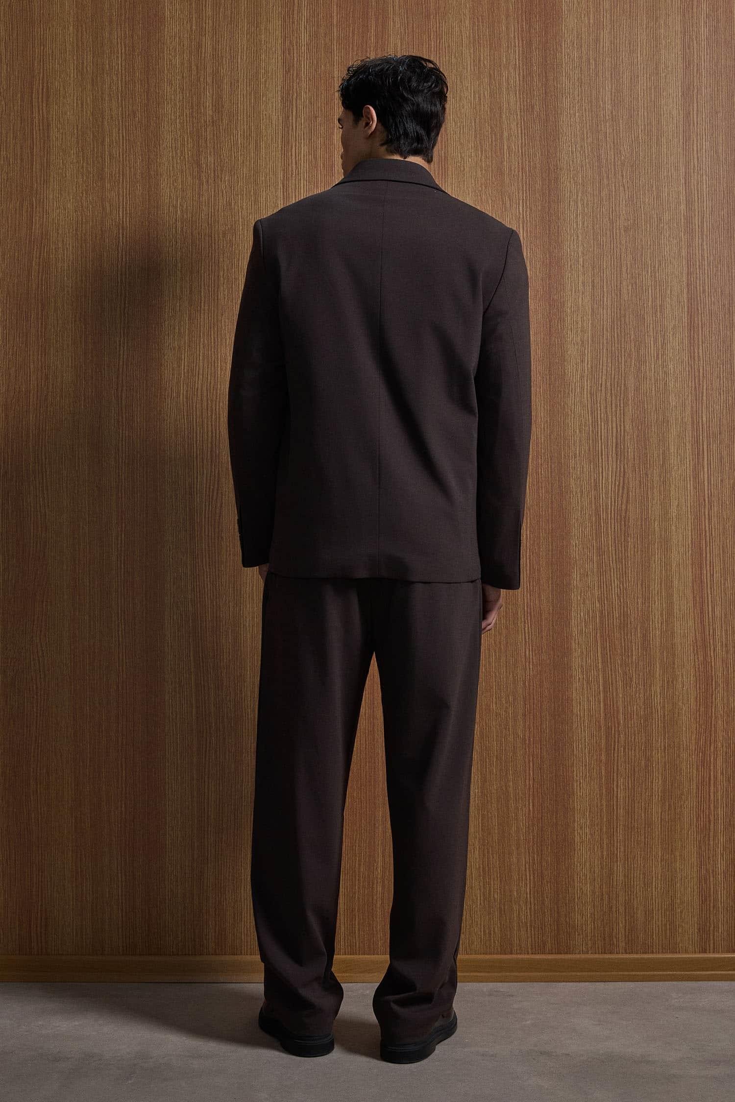 Erkek Oversize Rahat Kalıp Kruvaze Takım Elbise Kahve