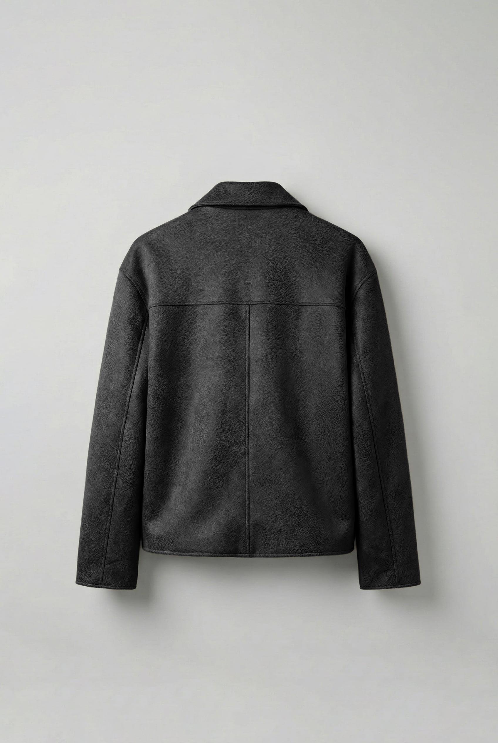 Erkek Oversize Süet Görünümlü Ceket Siyah