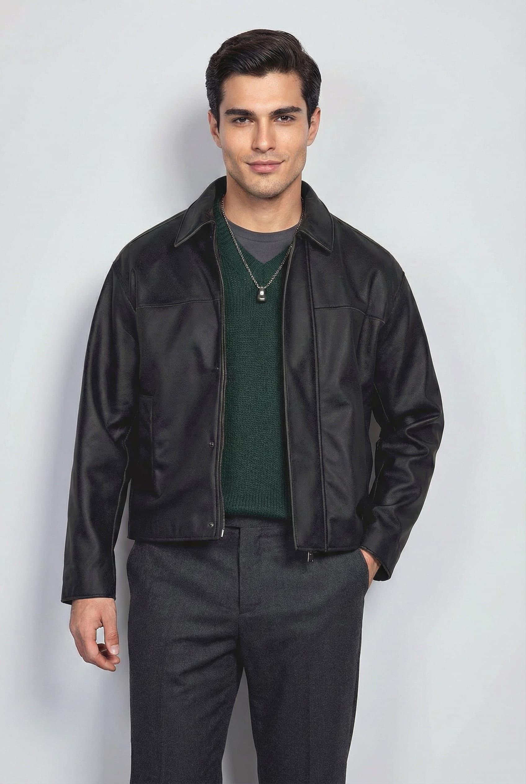 Erkek Oversize Süet Görünümlü Ceket Siyah