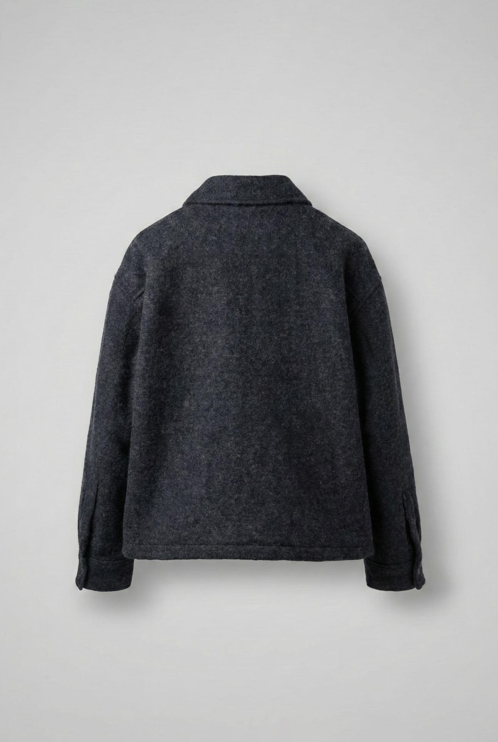 Erkek Oversize Tüylü Kaşe Ceket Lacivert