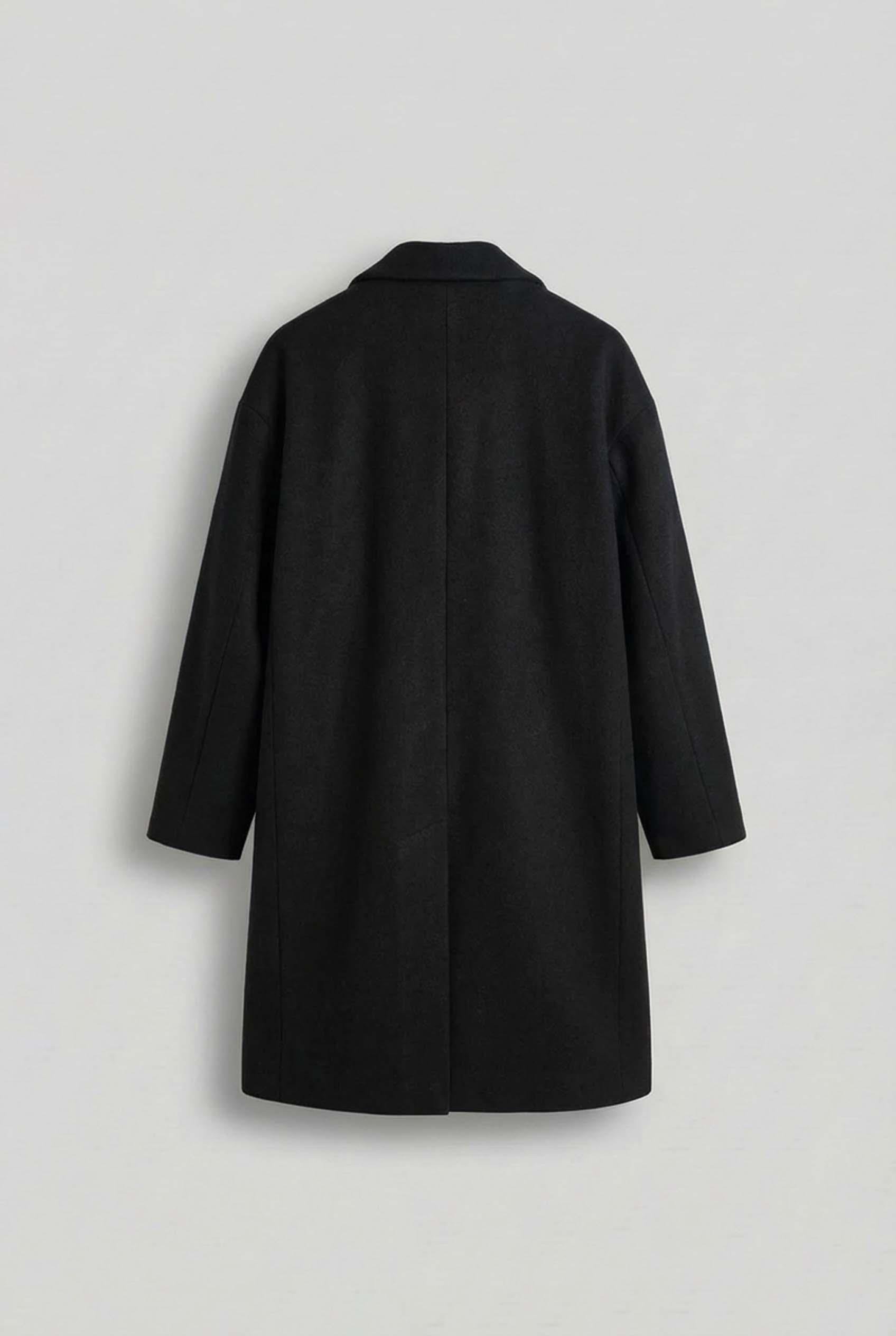 Erkek Oversize Uzun İtalyan Kaşe Kaban Siyah