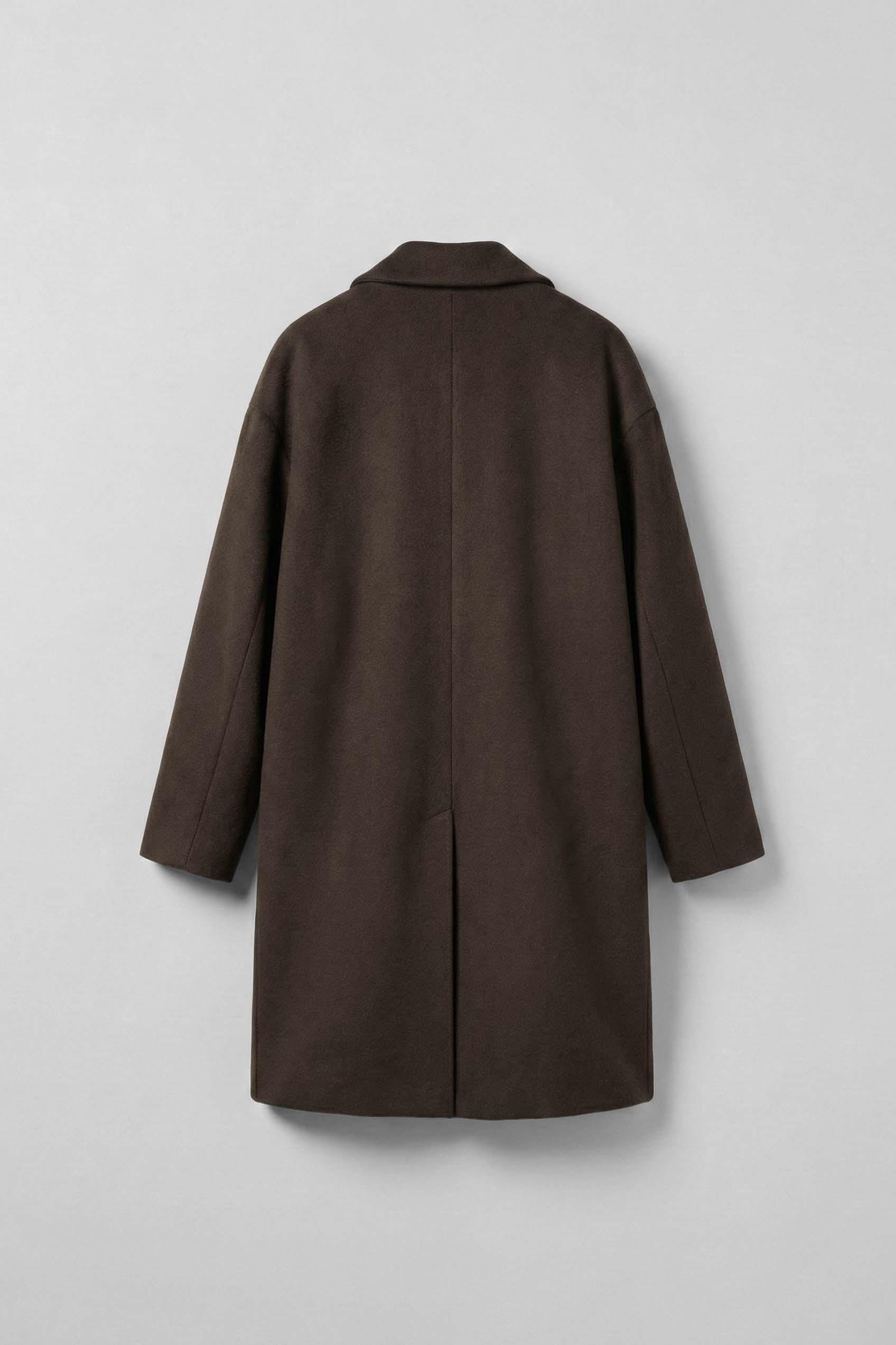 Erkek Oversize Uzun İtalyan Kaşe Kaban Koyu Kahve