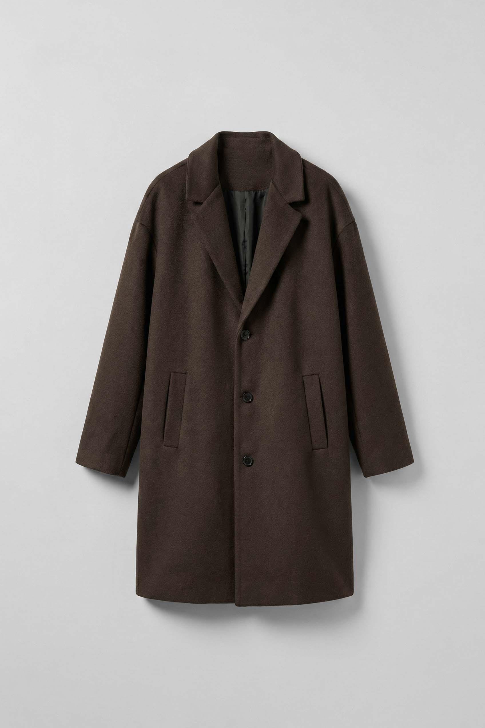 Erkek Oversize Uzun İtalyan Kaşe Kaban Koyu Kahve