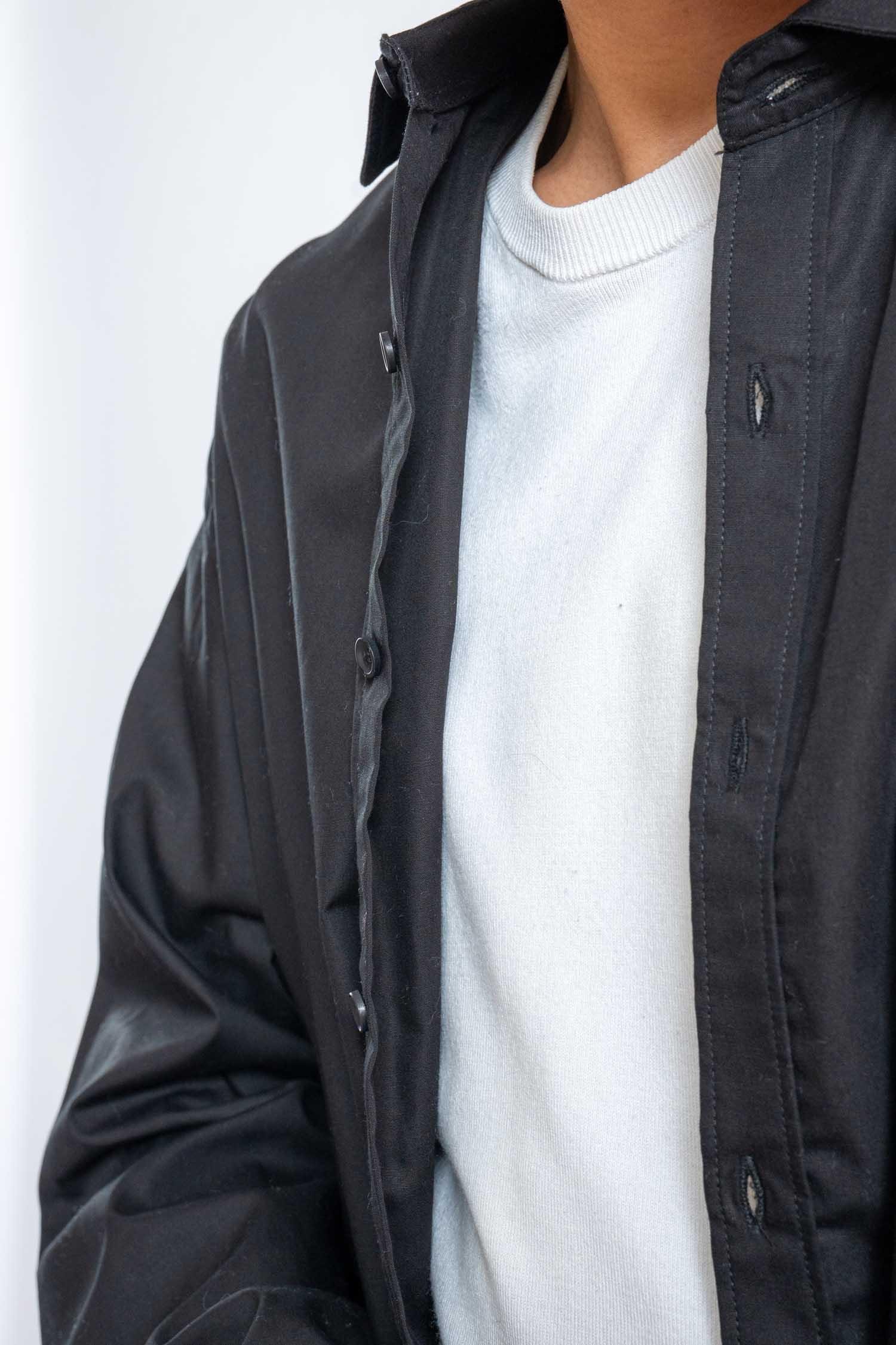 Erkek Oversize Uzun Kollu Basic Gömlek Siyah