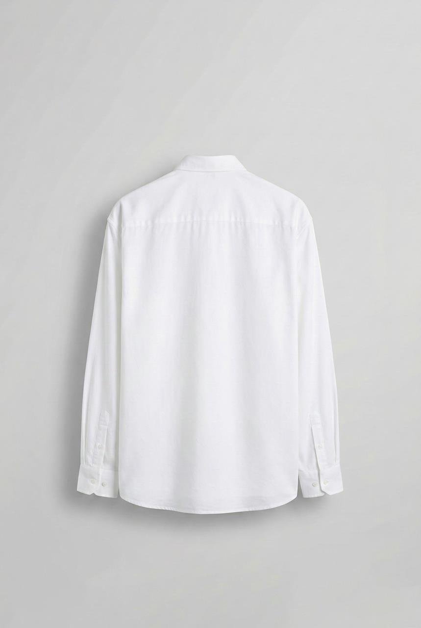 Erkek Oversize Uzun Kollu Basic Gömlek Beyaz