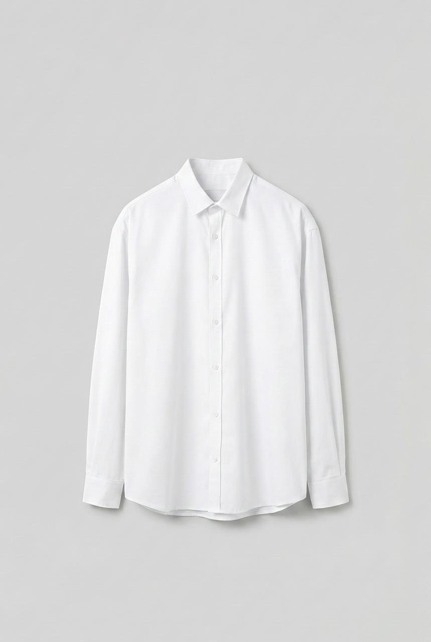 Erkek Oversize Uzun Kollu Basic Gömlek Beyaz