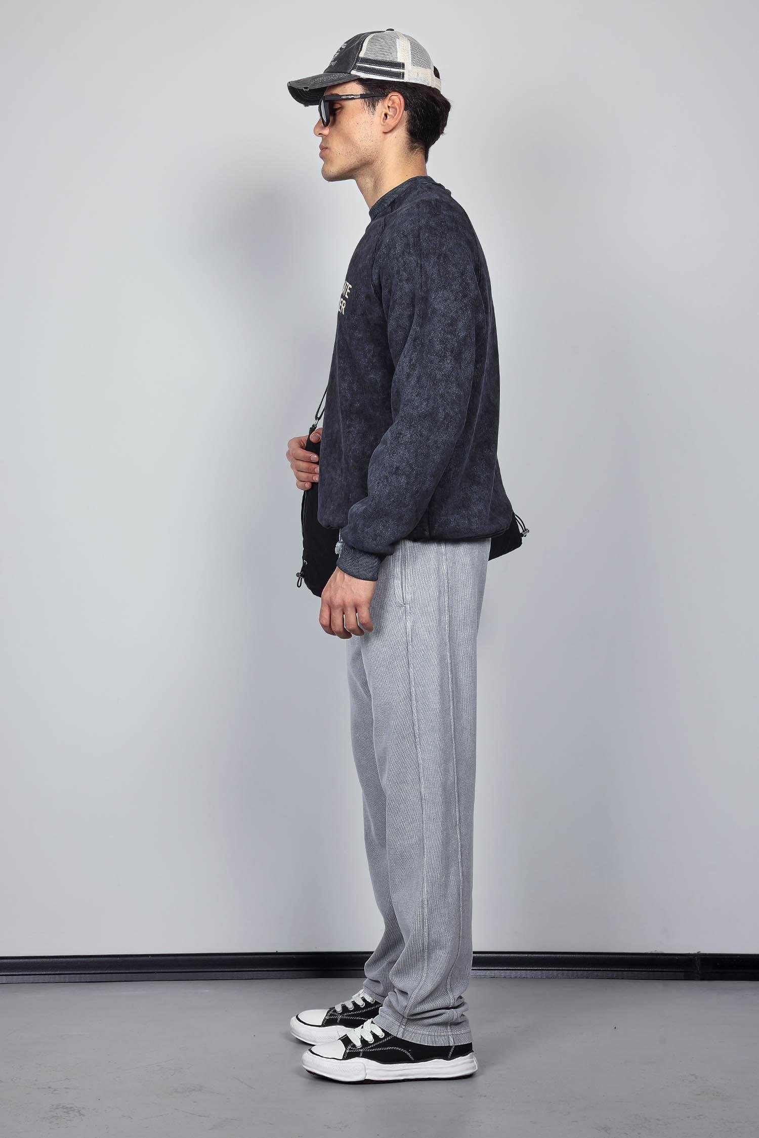 Erkek Oversize Yazı Baskılı Sweatshirt Siyah