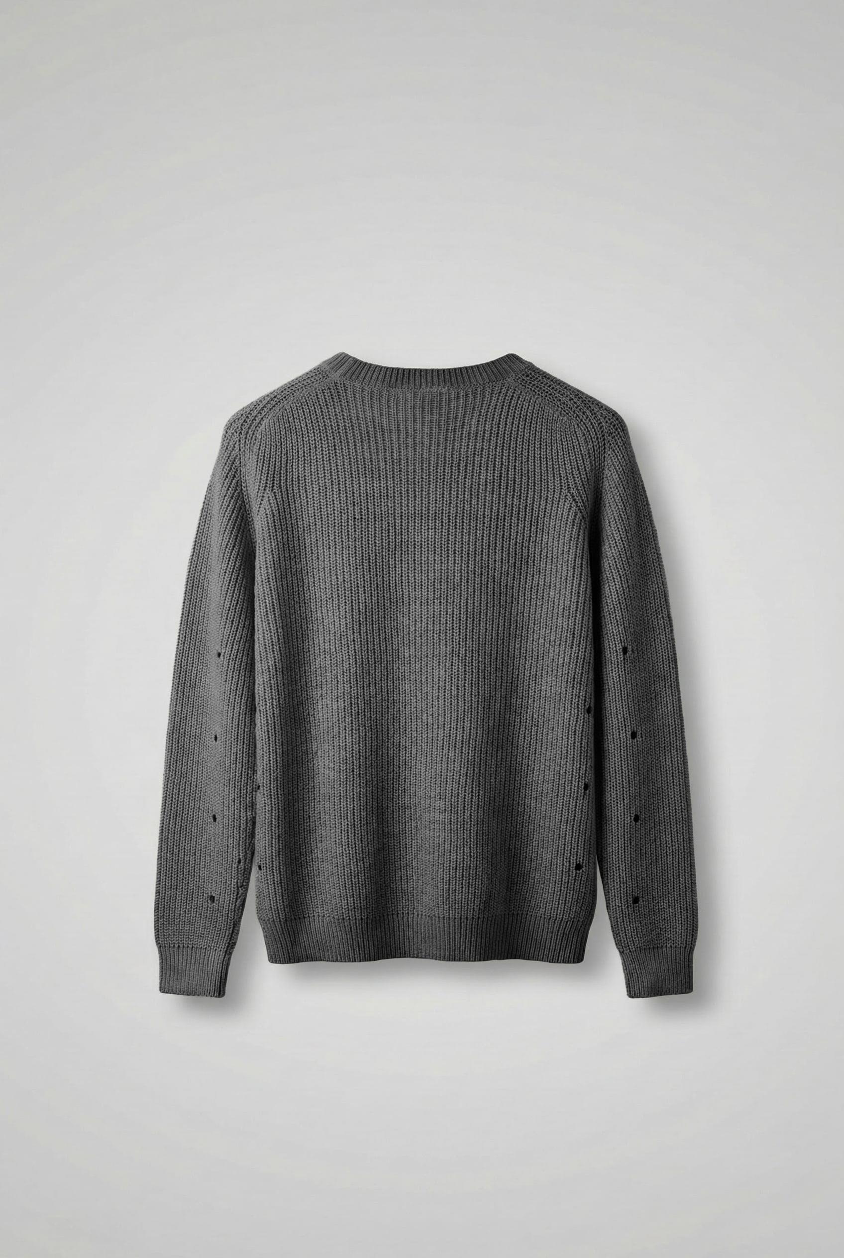 Erkek Oversize Yıkamalı Distressed Triko Kazak Siyah