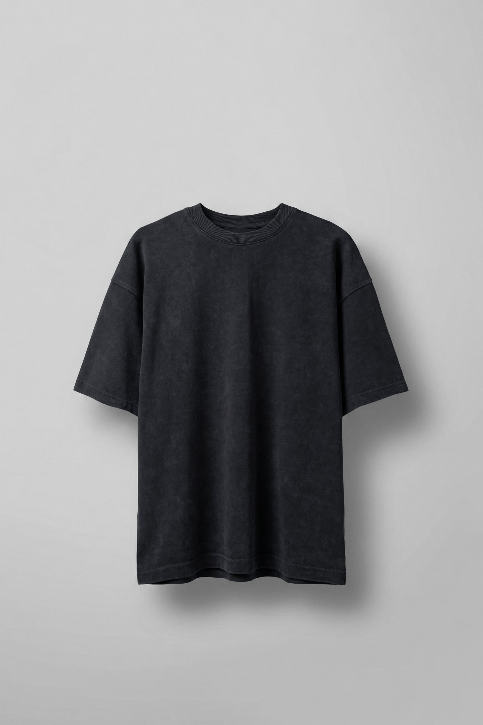 Erkek Oversize Yıkamalı Pamuklu Basic T-Shirt Siyah