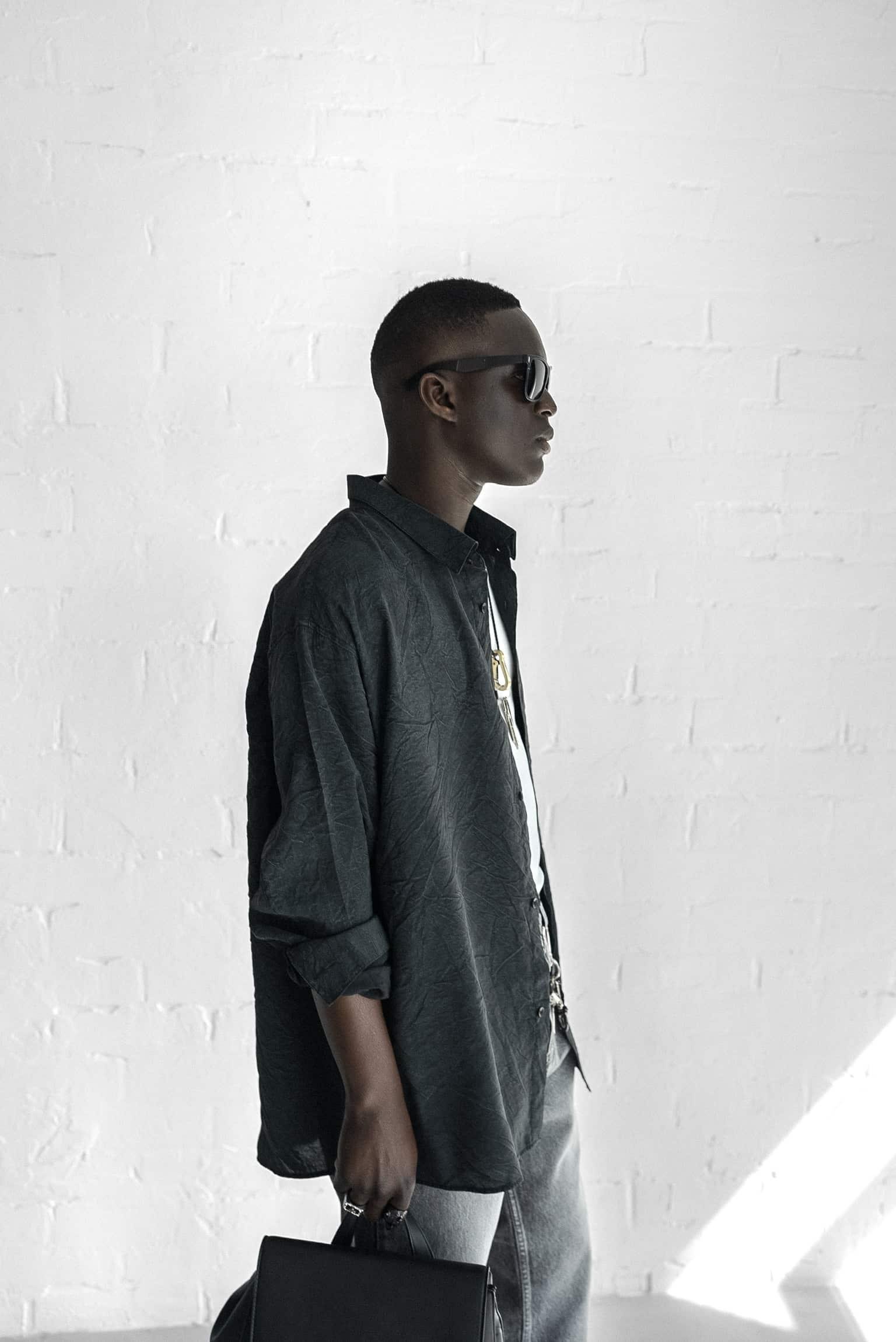 Erkek Oversize Yıkamalı Rahat Gömlek Siyah