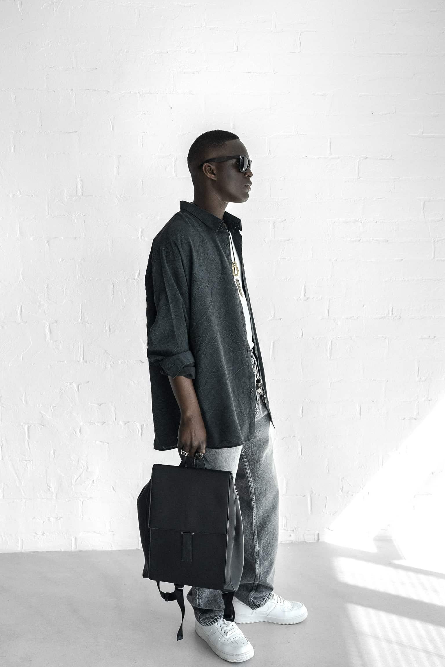 Erkek Oversize Yıkamalı Rahat Gömlek Siyah