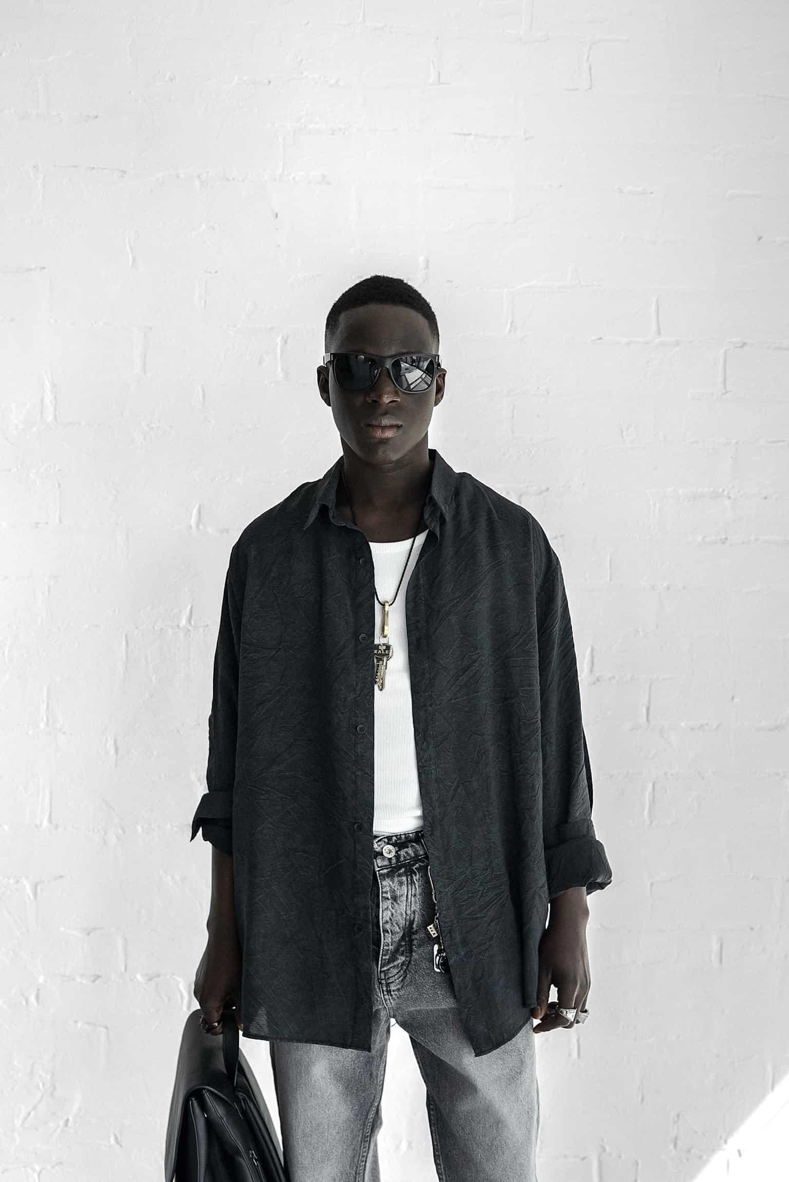 Erkek Oversize Yıkamalı Rahat Gömlek Siyah