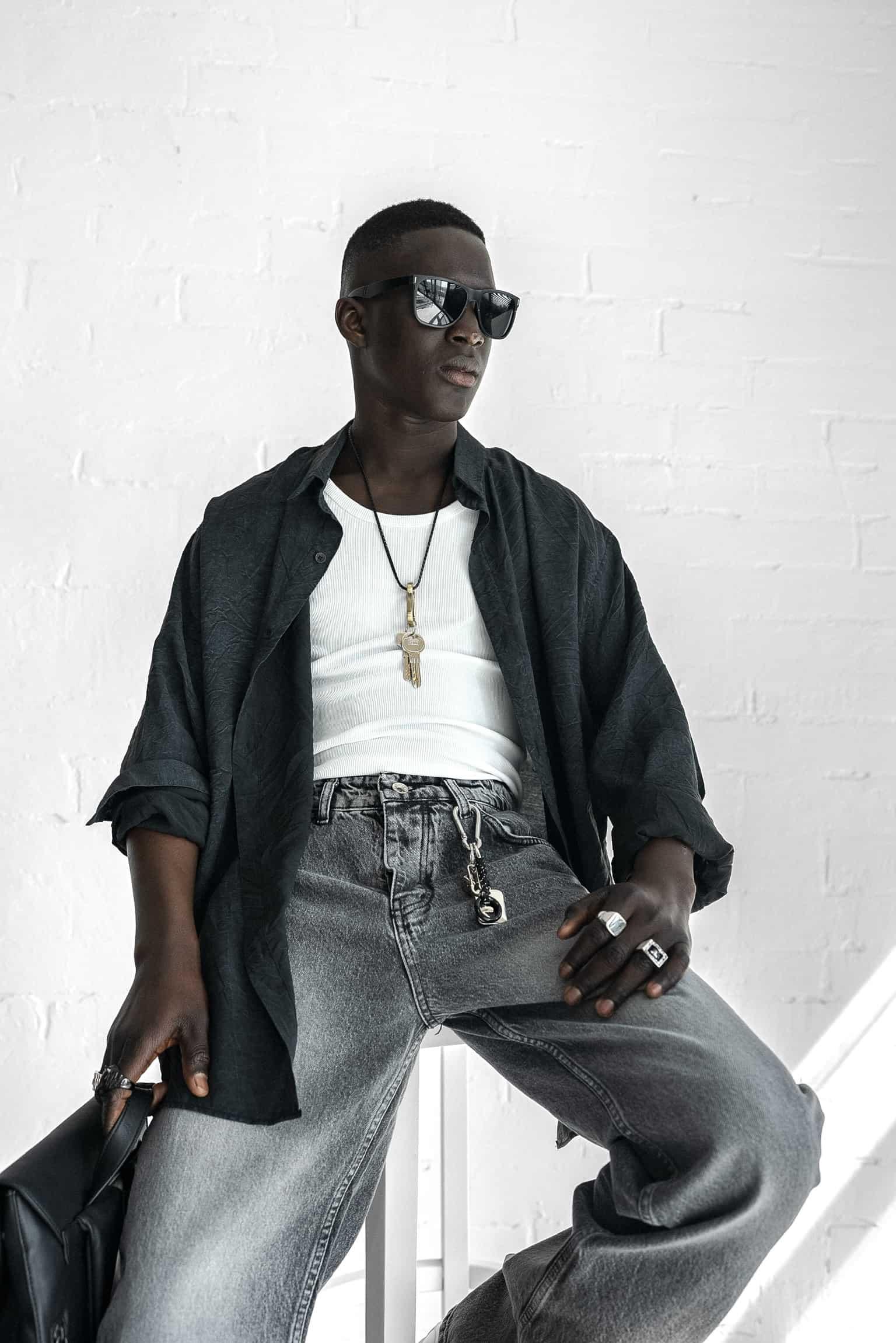 Erkek Oversize Yıkamalı Rahat Gömlek Siyah