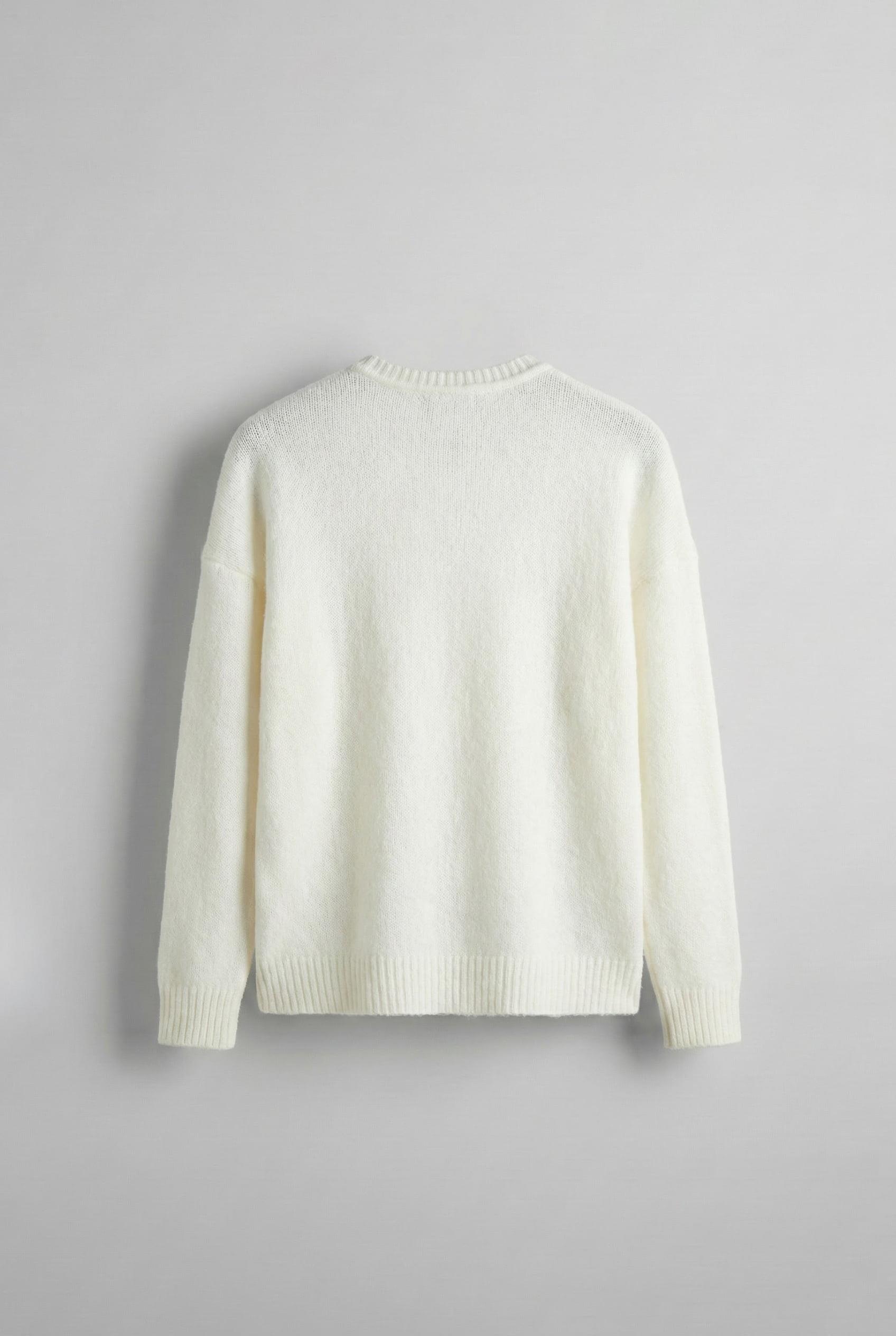 Erkek Oversize Yumuşak Dokulu Kazak Ekru