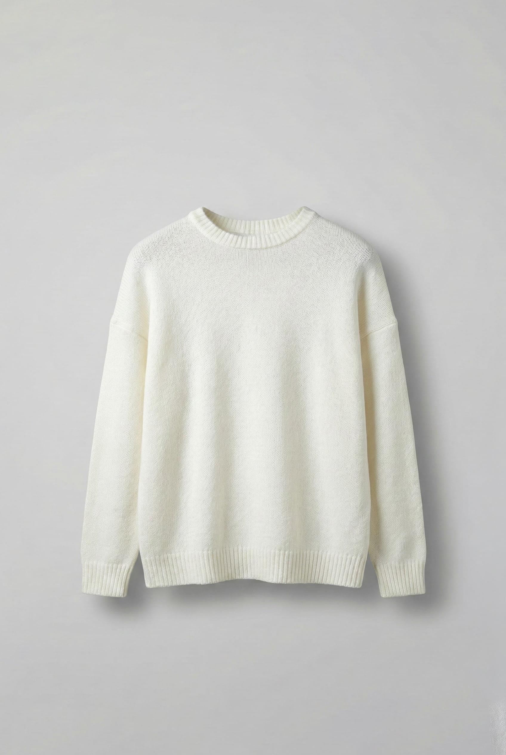 Erkek Oversize Yumuşak Dokulu Kazak Ekru