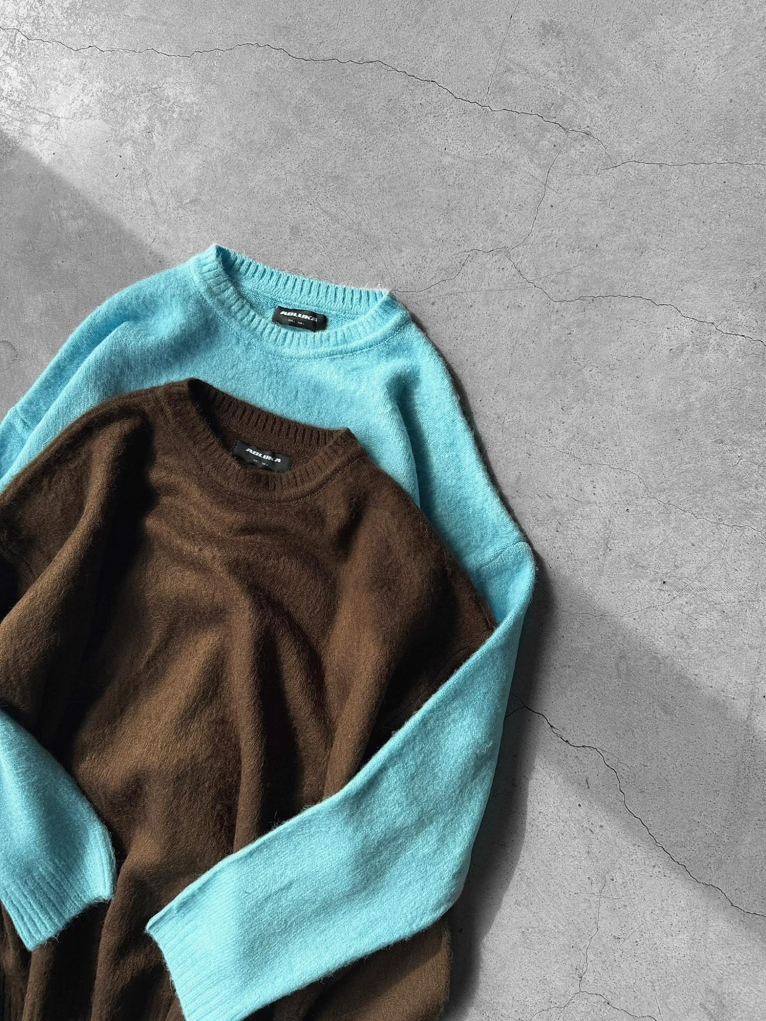 Erkek Oversize Yumuşak Dokulu Kazak Kahve