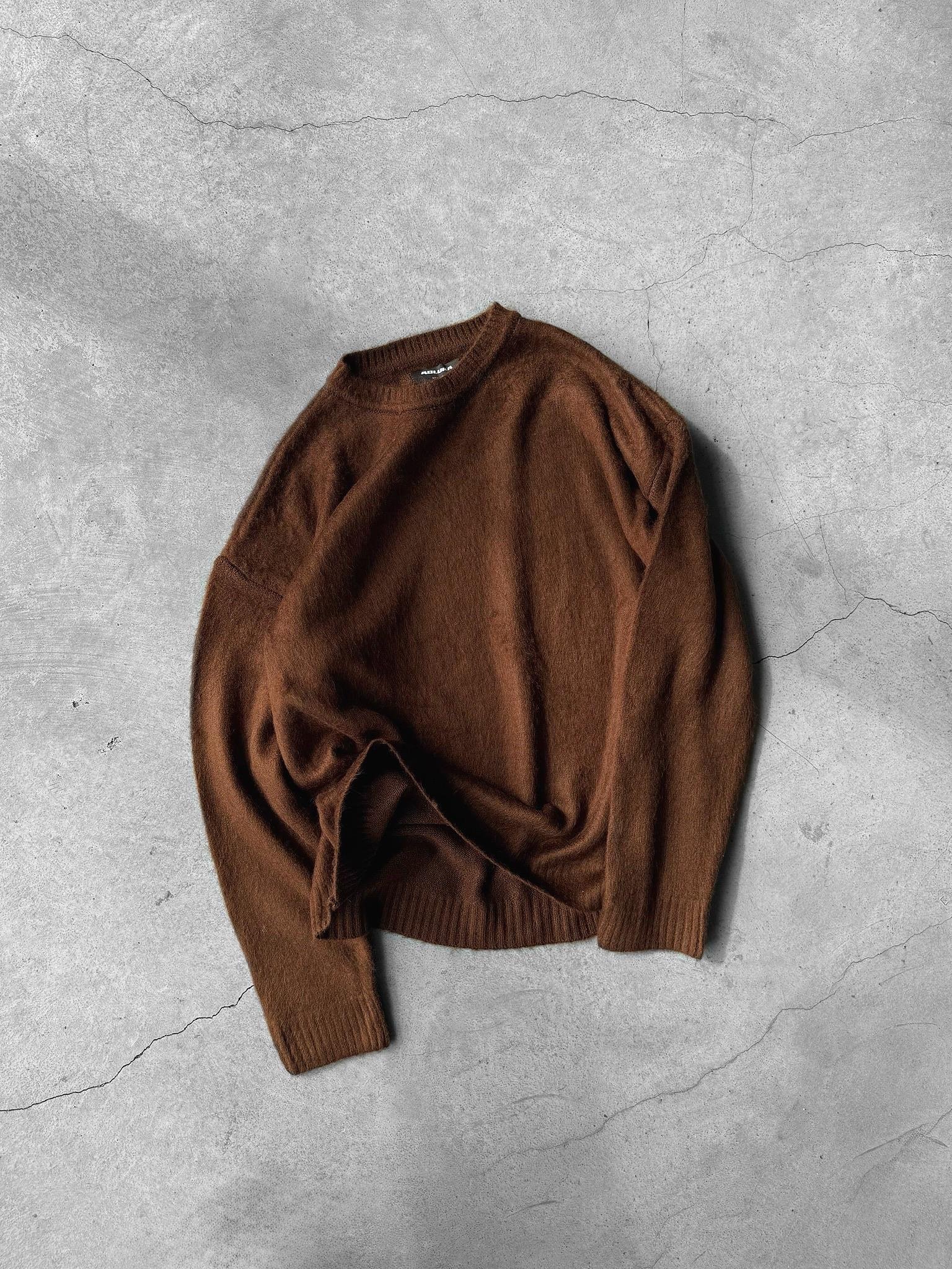 Erkek Oversize Yumuşak Dokulu Kazak Kahve