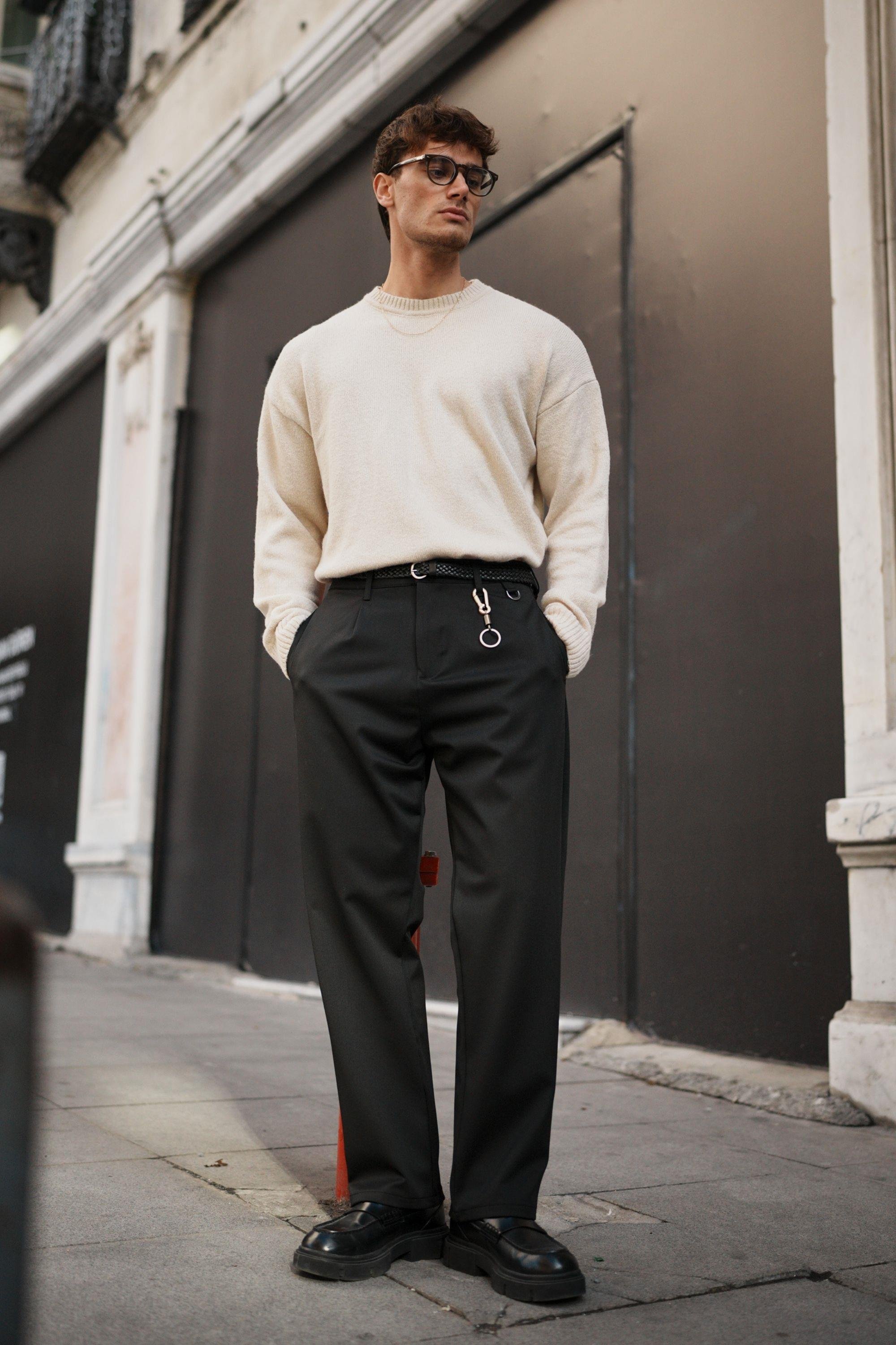 Erkek Oversize Yumuşak Dokulu Kazak Taş