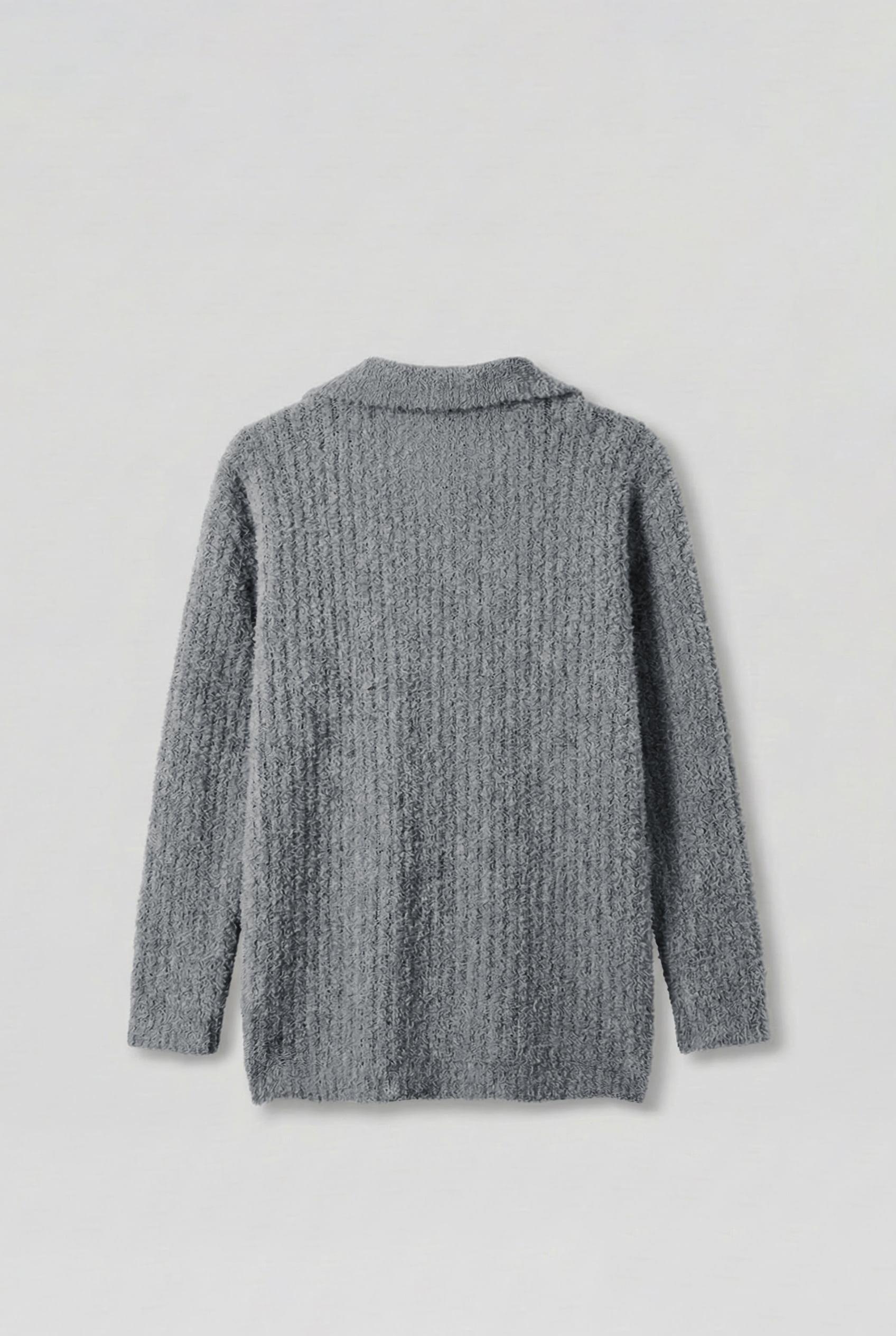 Erkek Oversize Yumuşak Dokulu Örme Kazak Gri