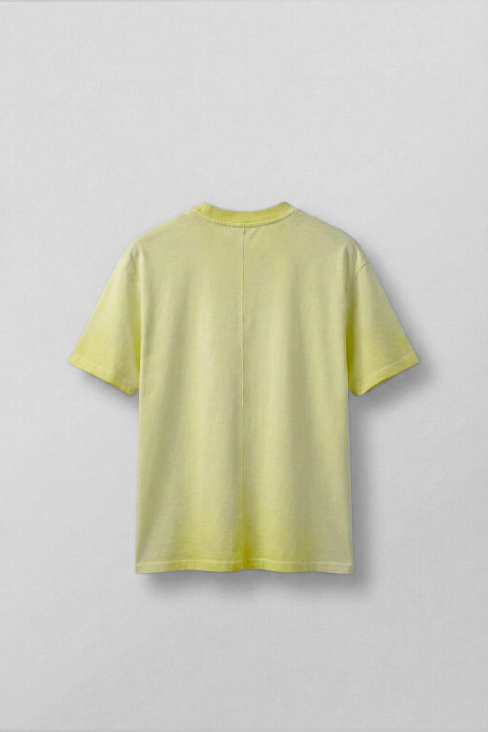 Erkek Oversize Yuvarlak Yaka Yıkamalı Catch T-Shirt Sarı