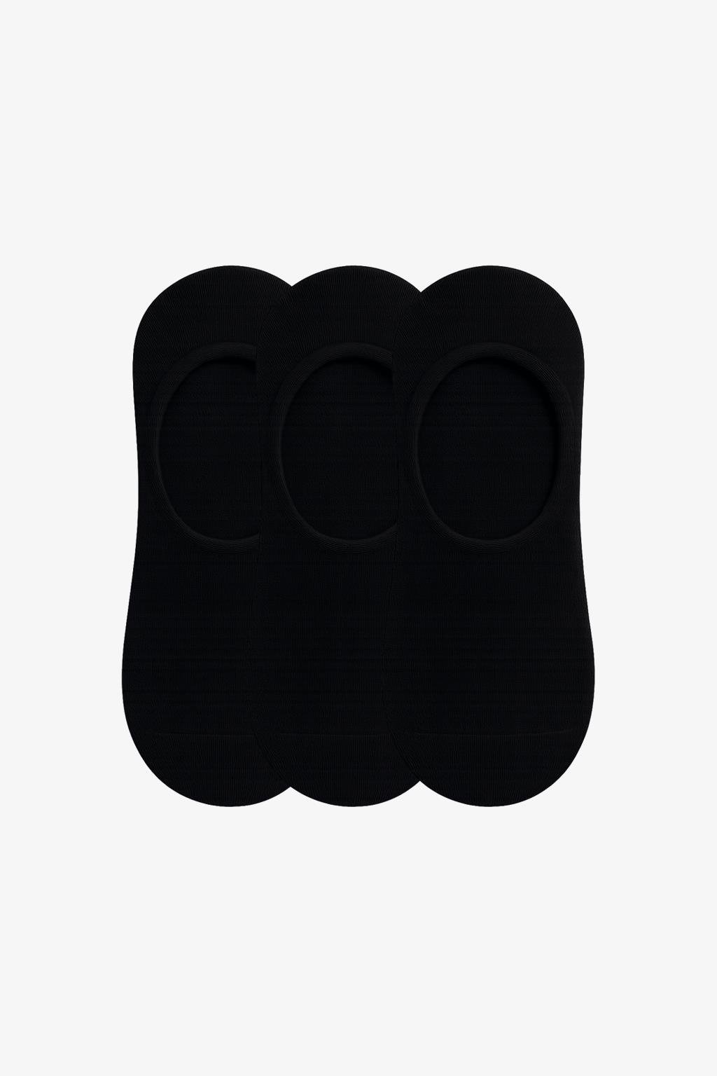 Erkek Pamuklu Görünmes 3'Lü Babet Çorap Siyah