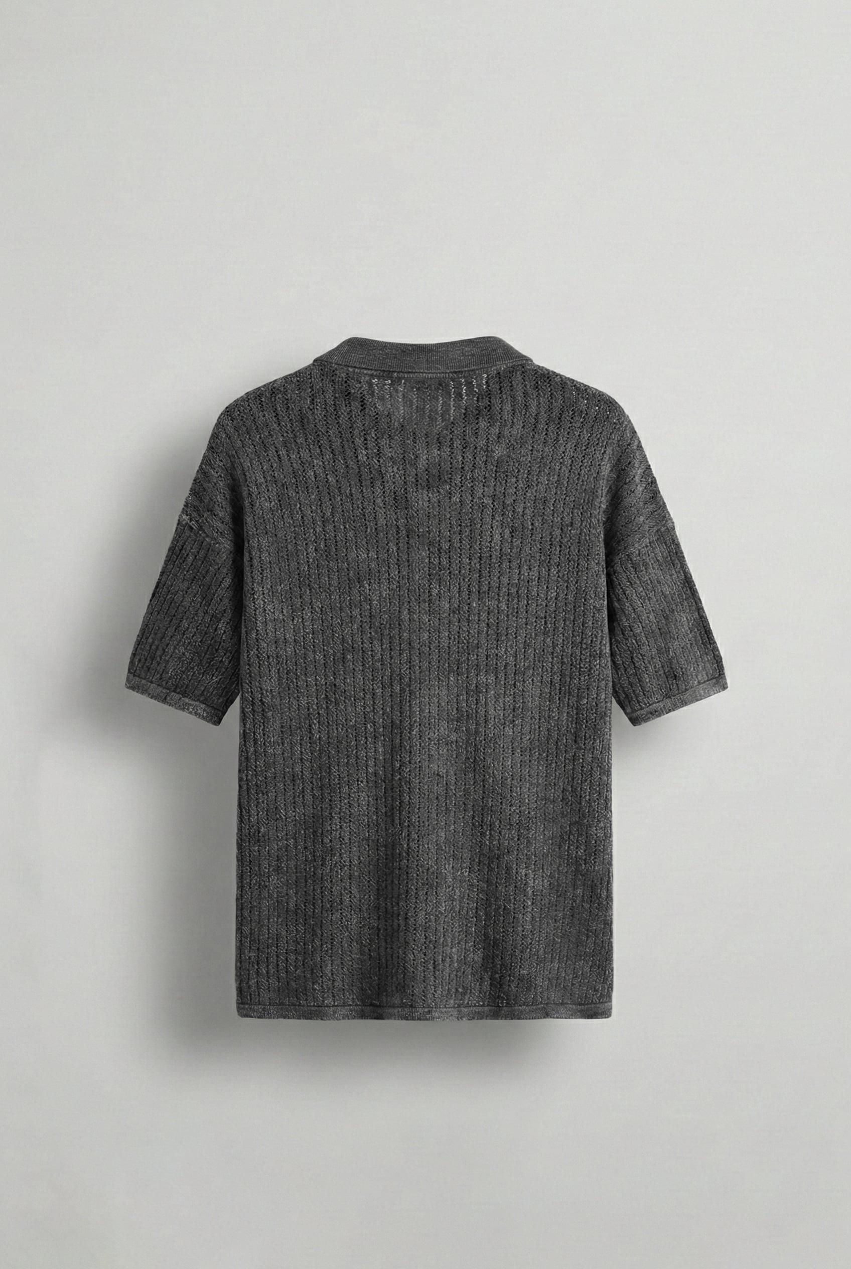 Erkek Polo Yaka Regular Fit Triko T-shirt Siyah