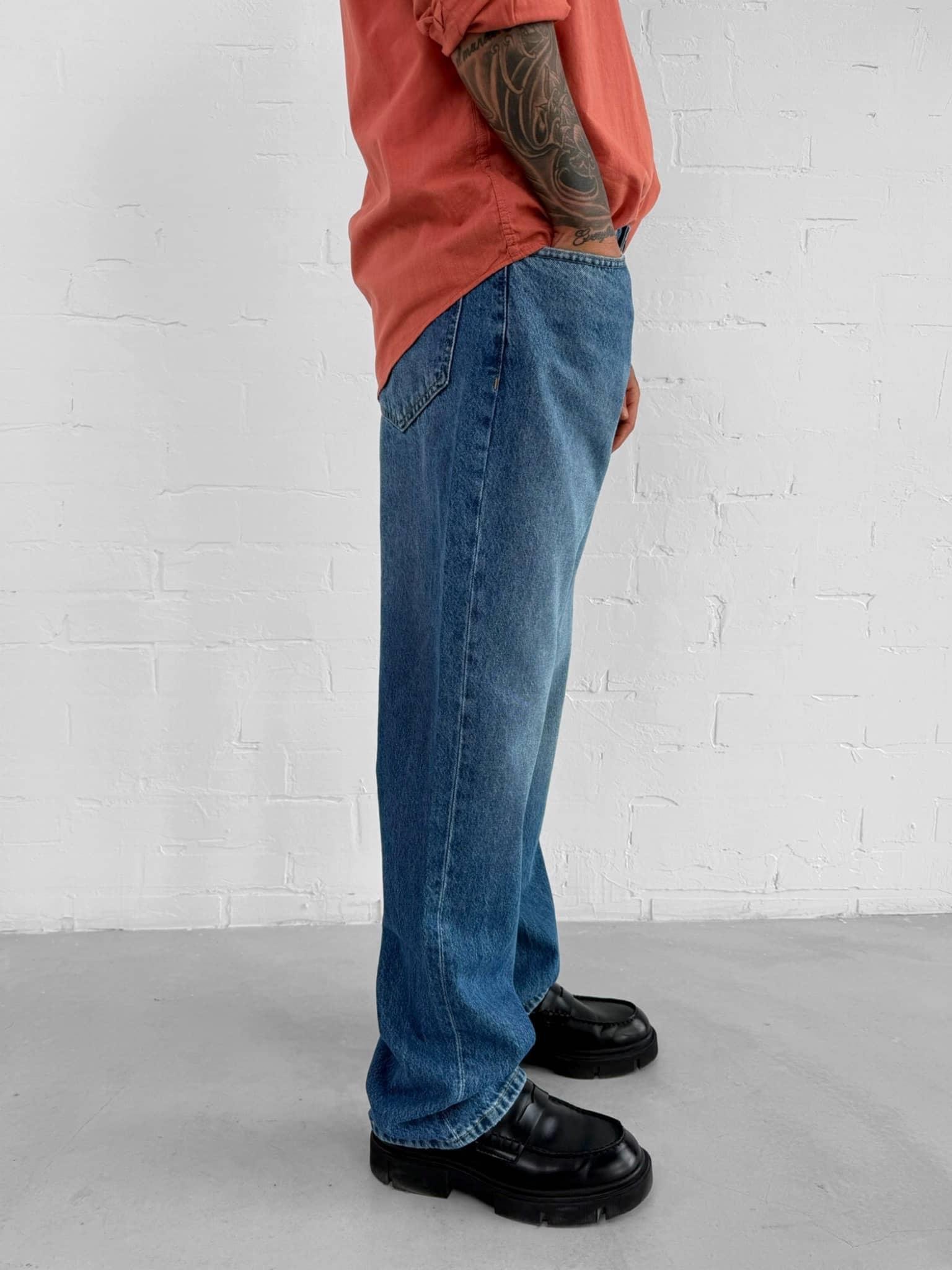 Erkek Premium Baggy Jean Pantolon Mavi