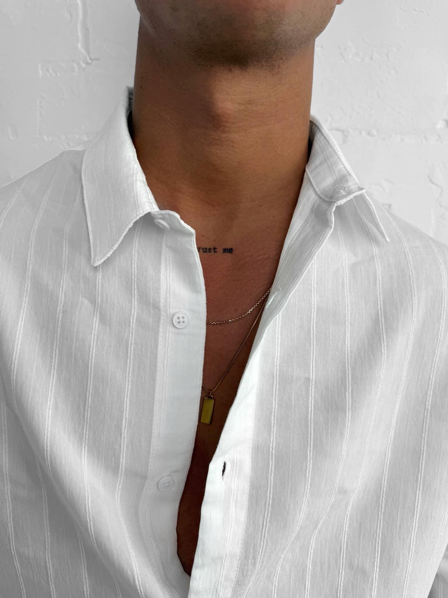 Erkek Premium Çizgili Pamuklu Oversize Gömlek Beyaz