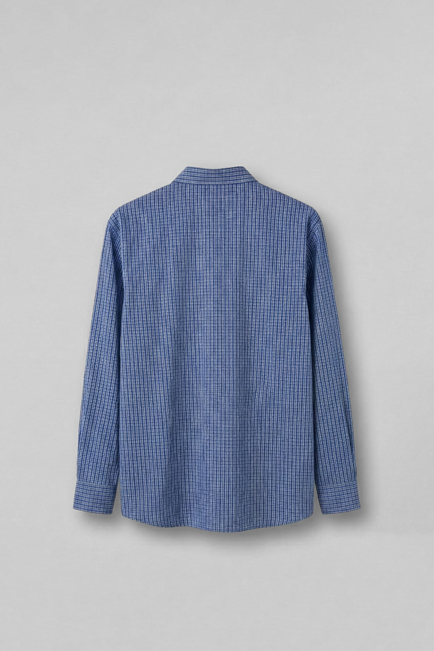 Erkek Regular Fit %100 Pamuk Uzun Kollu Kareli Gömlek Mavi