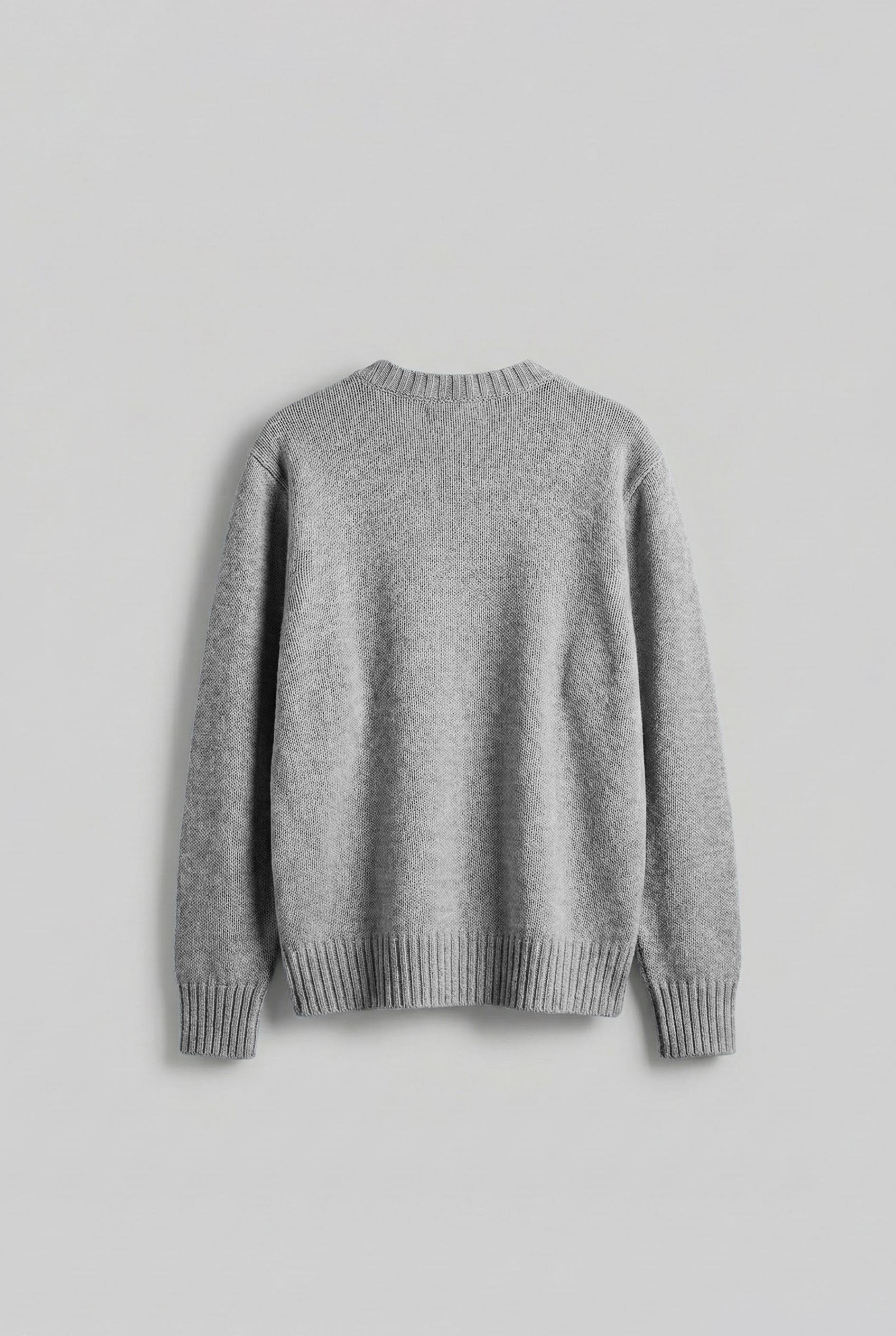 Erkek Regular Fit Bisiklet Yaka Kazak Gri