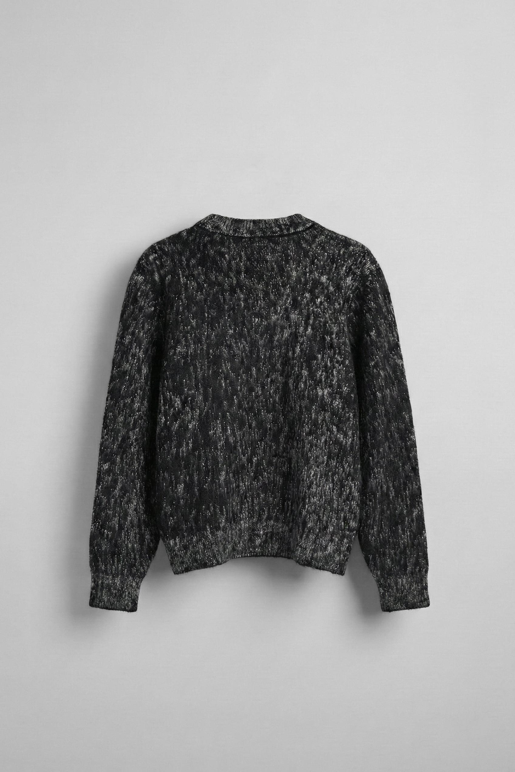 Erkek Regular Fit Desenli Triko Kazak Siyah