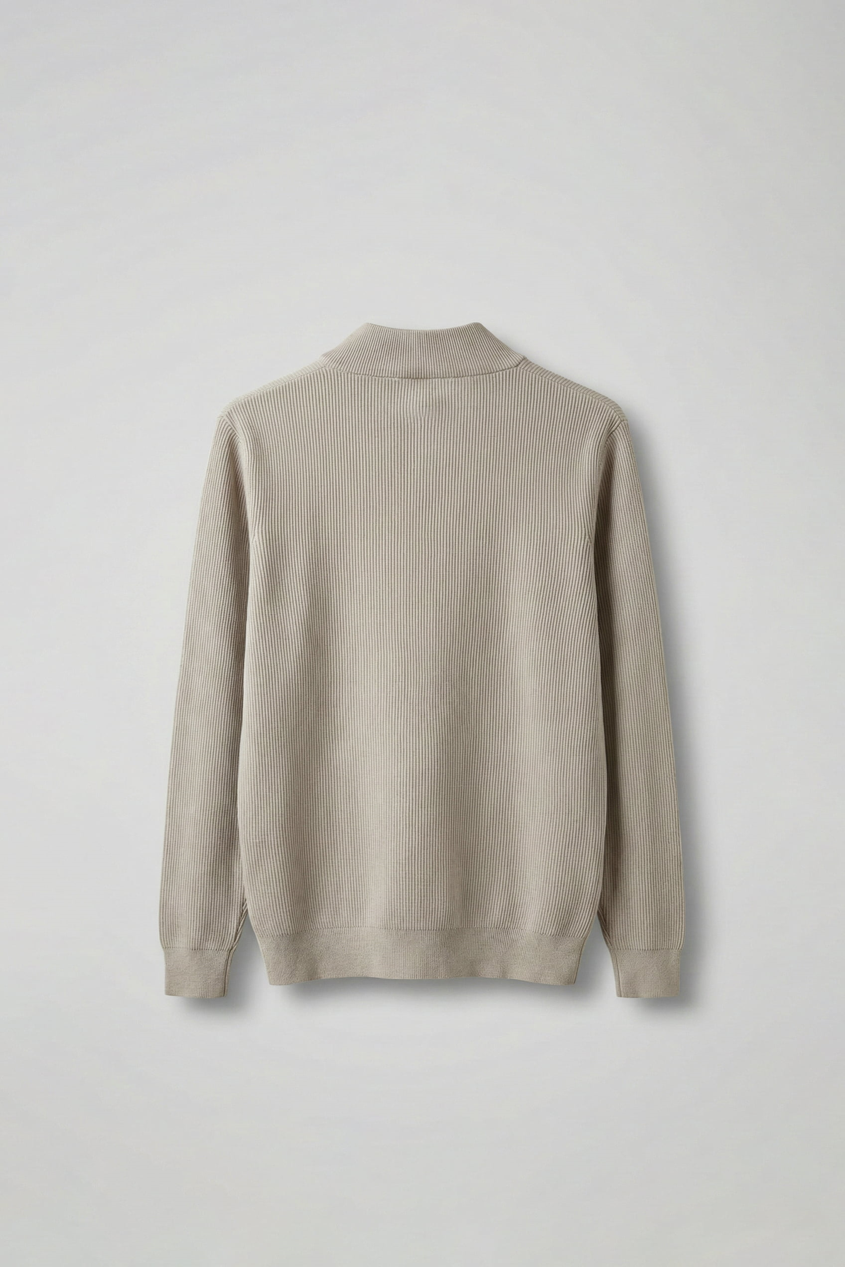 Erkek Regular Fit Fermuarlı Premium Kumaş Kazak Bej