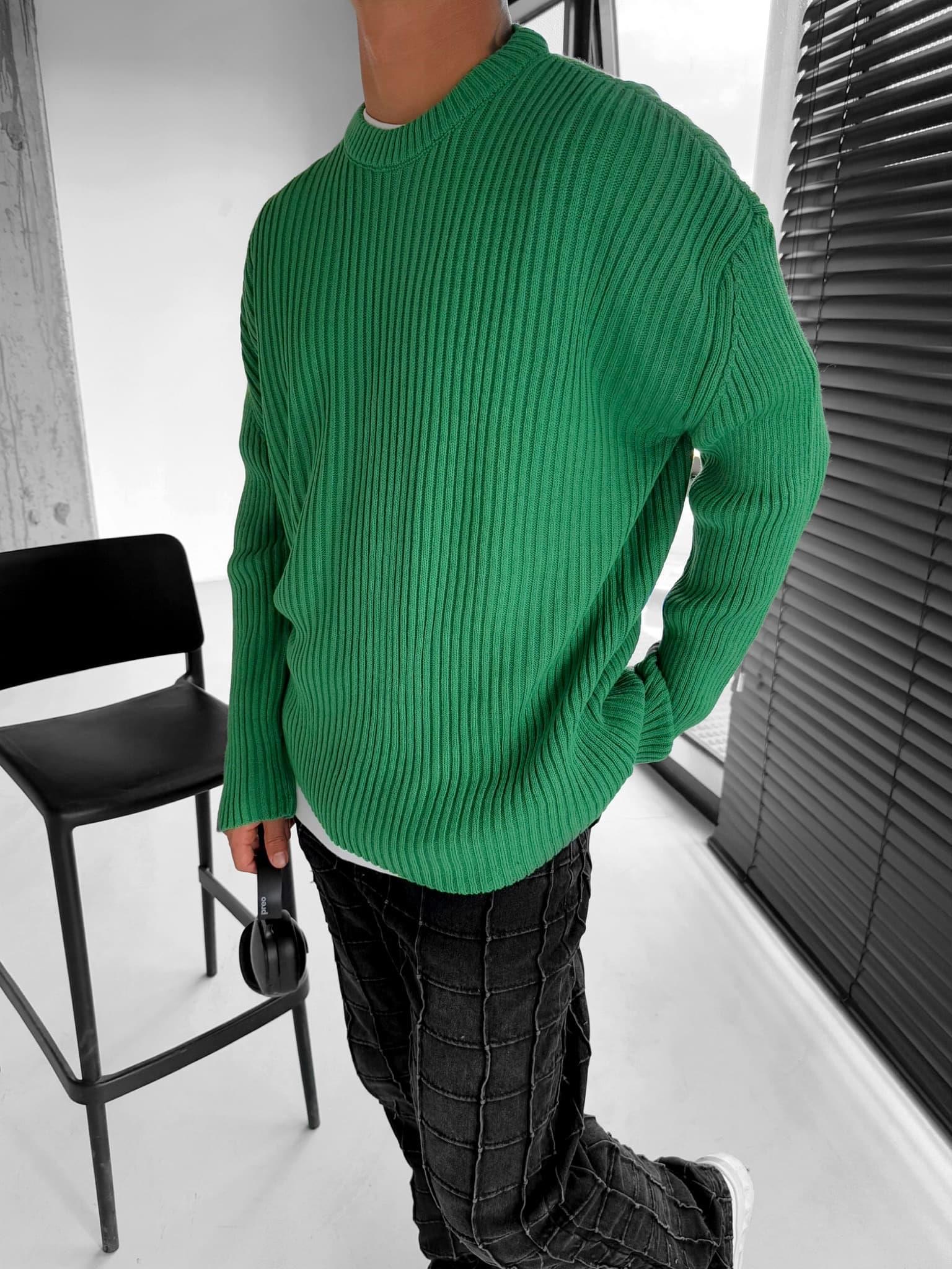 Erkek Regular Fit Kazak Koyu Yeşil