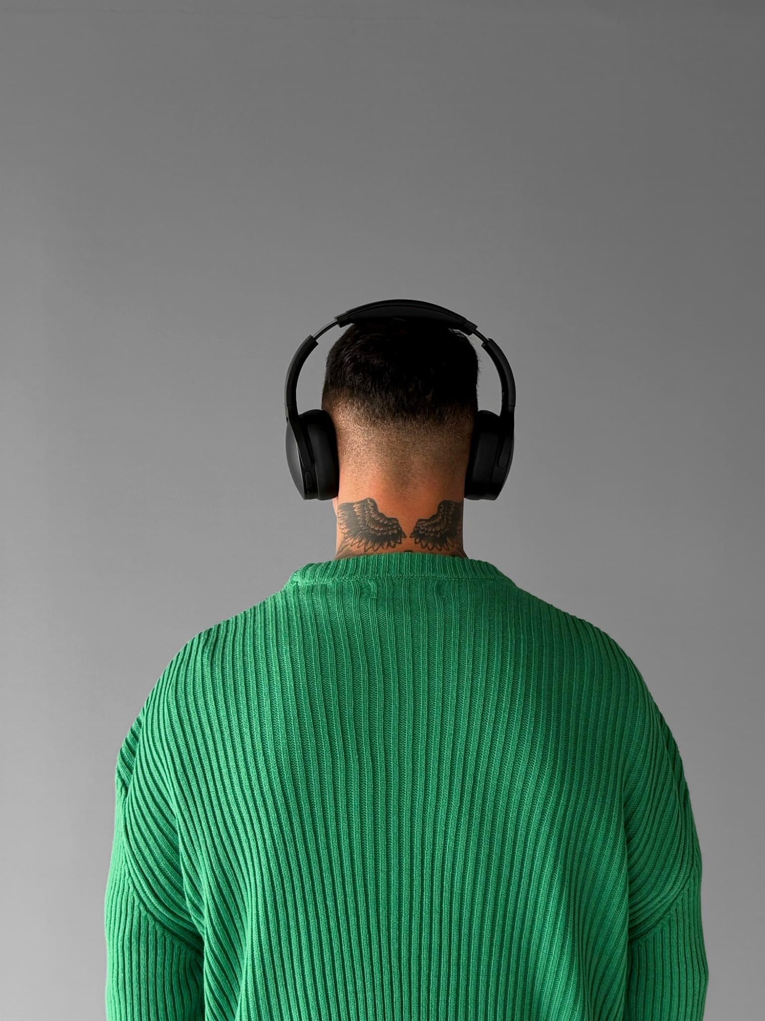 Erkek Regular Fit Kazak Koyu Yeşil