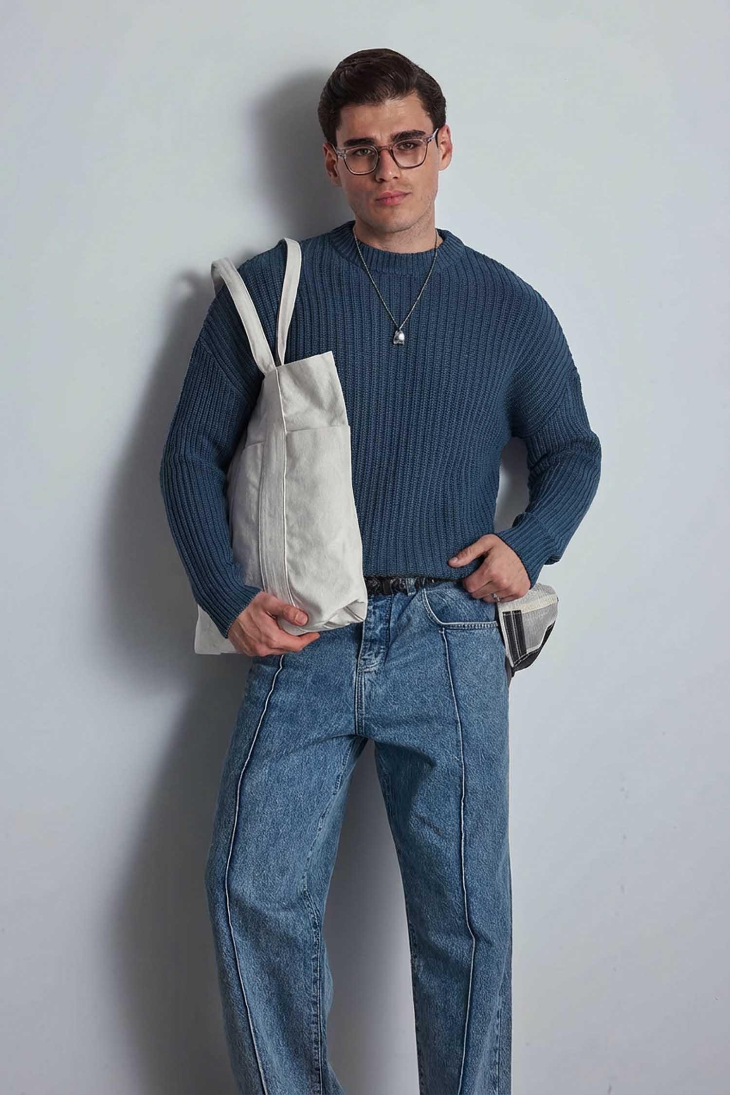 Erkek Regular Fit Kazak Lacivert