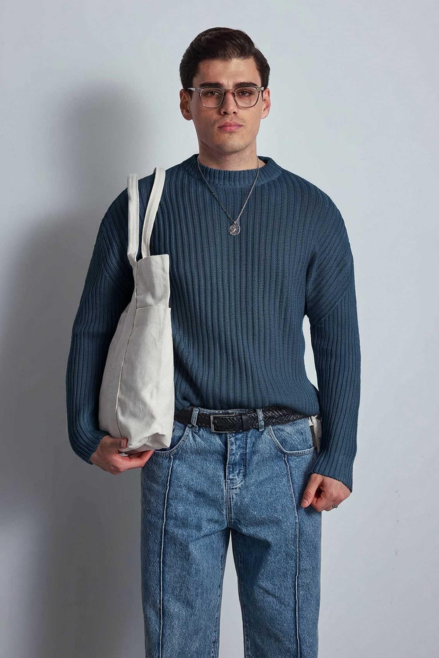 Erkek Regular Fit Kazak Lacivert