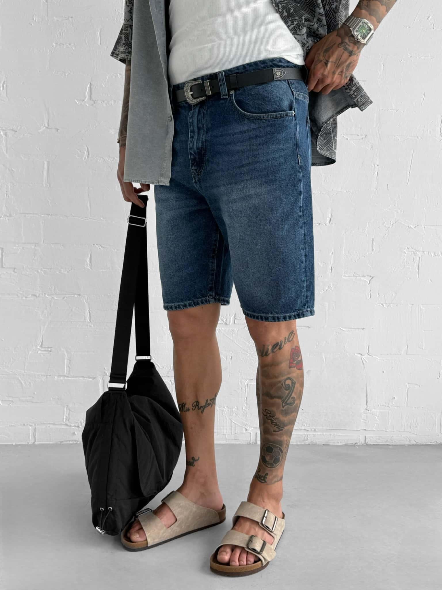 Erkek Regular Fit Kot Şort Lacivert