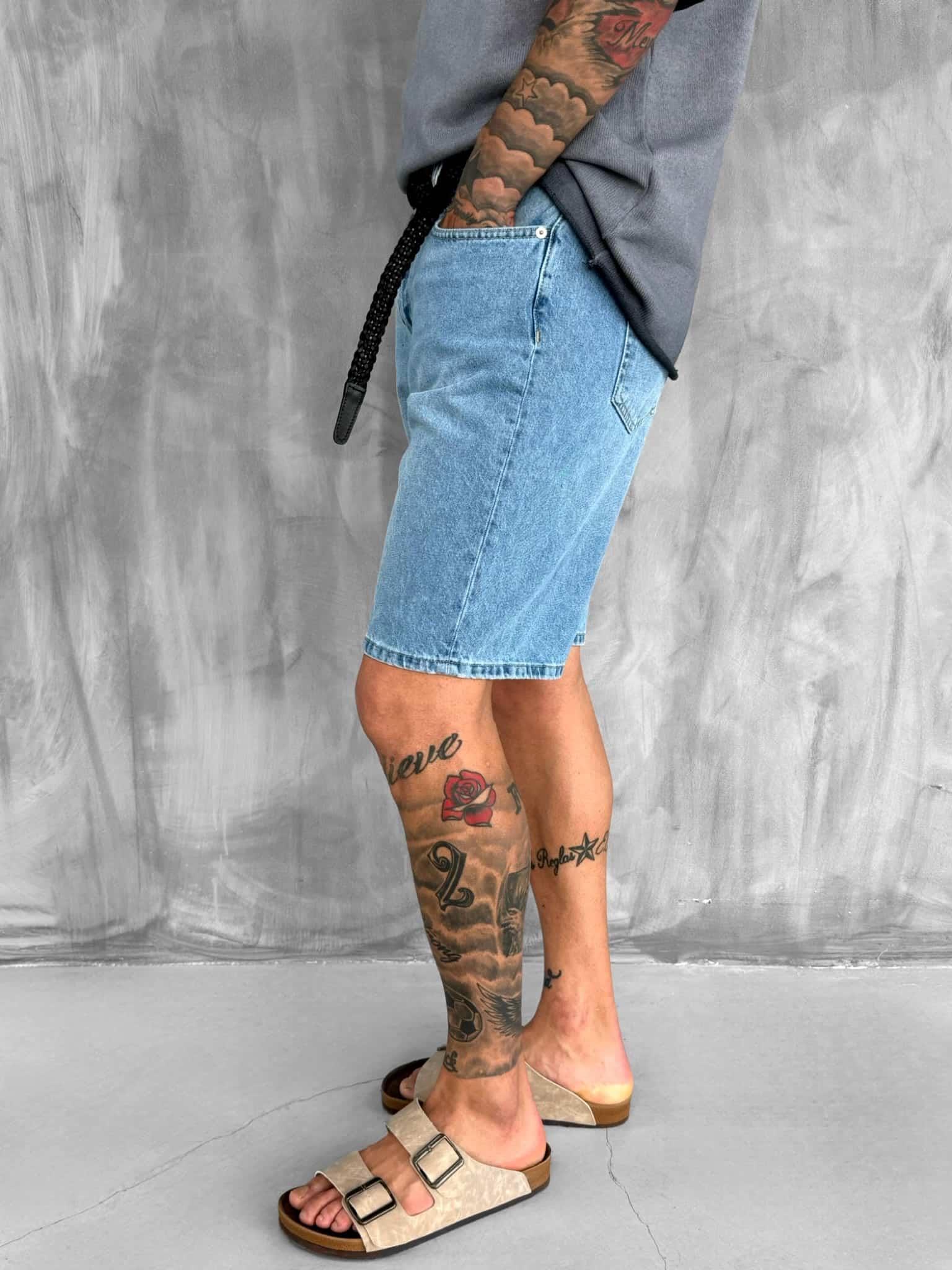 Erkek Regular Fit Kot Şort Mavi