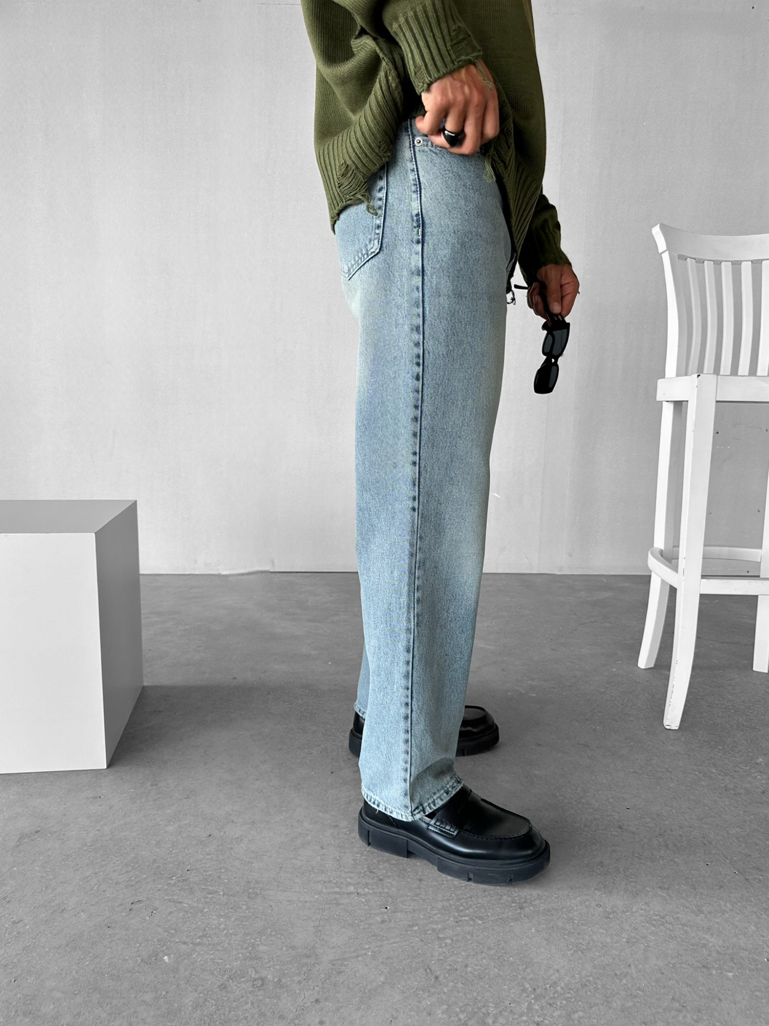 Erkek Regular Fit Yıkamalı Jean Pantolon Koyu Mavi