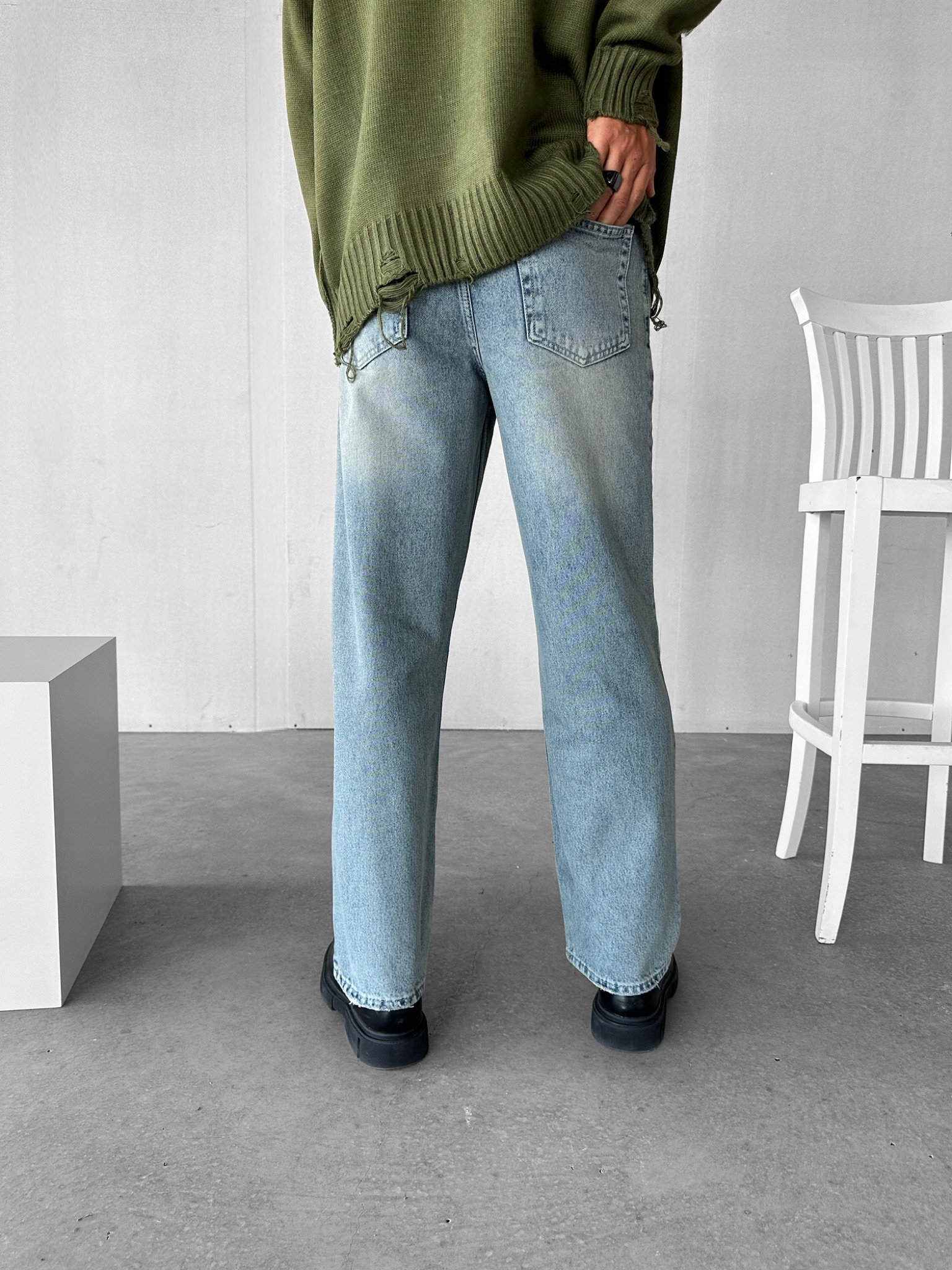 Erkek Regular Fit Yıkamalı Jean Pantolon Koyu Mavi