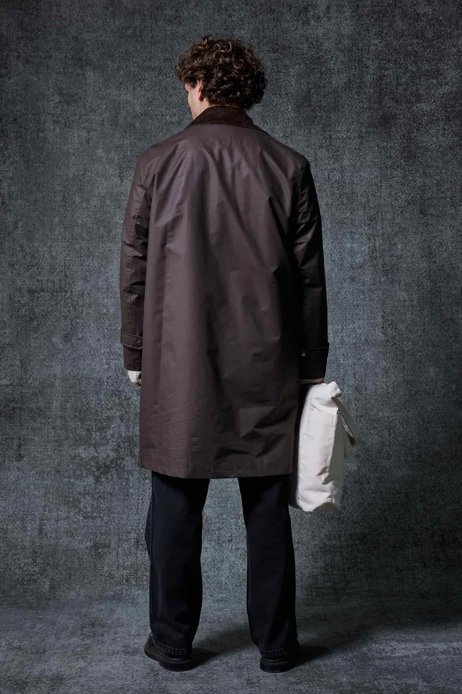 Erkek Relax Fit Kadife Yaka Detaylı Uzun Trençkot Haki Yeşil