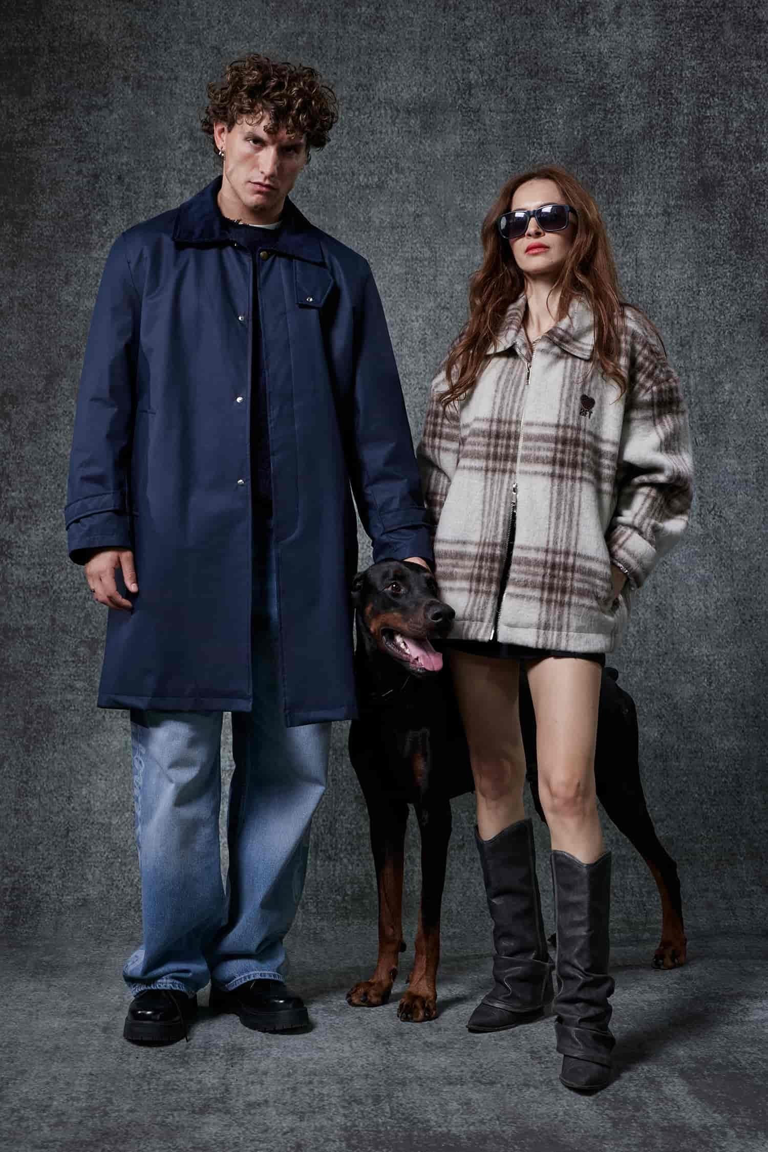 Erkek Relax Fit Kadife Yaka Detaylı Uzun Trençkot Lacivert