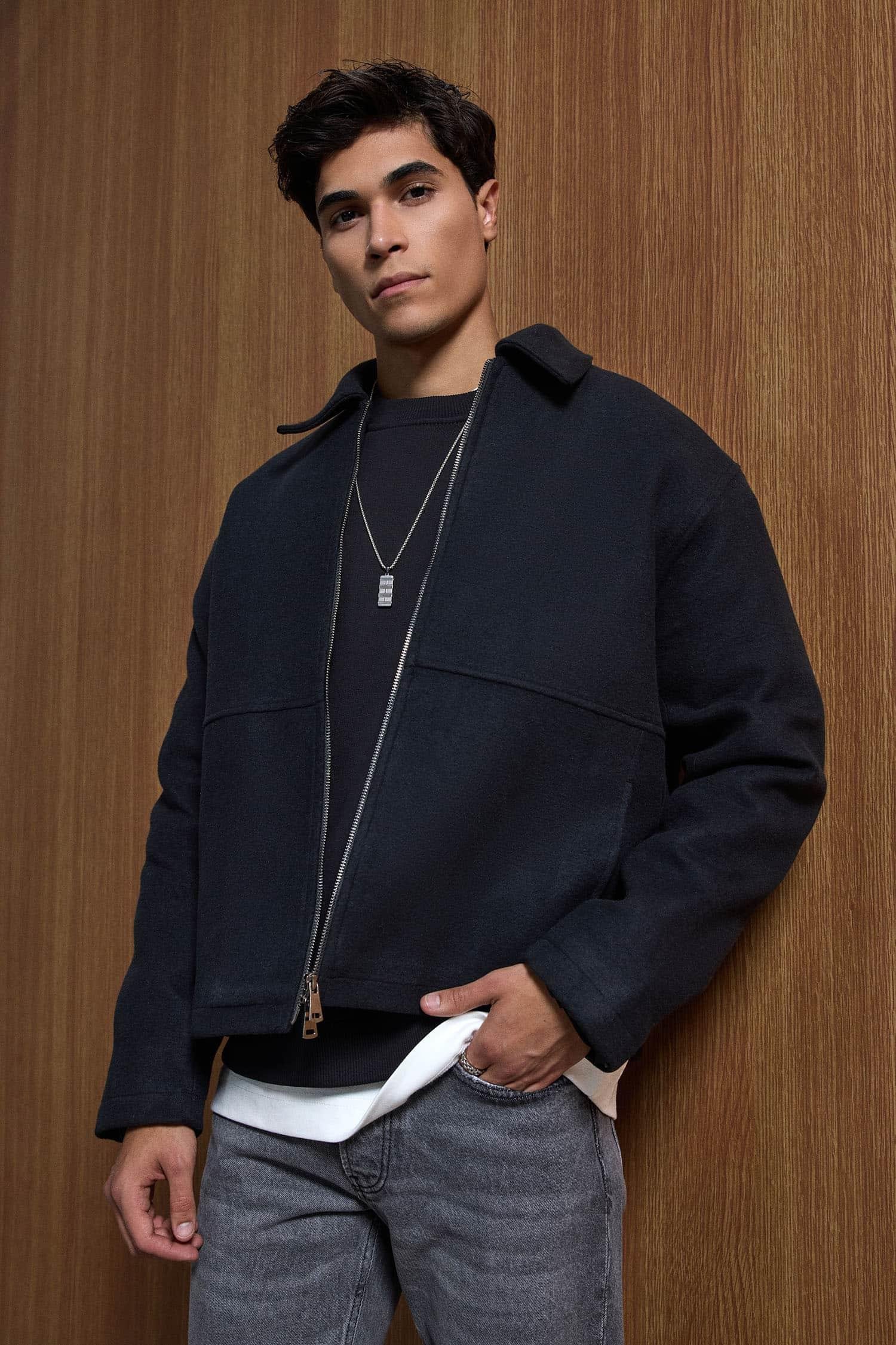 Erkek Relax Fit Premium Kaşe Ceket Kaban Siyah