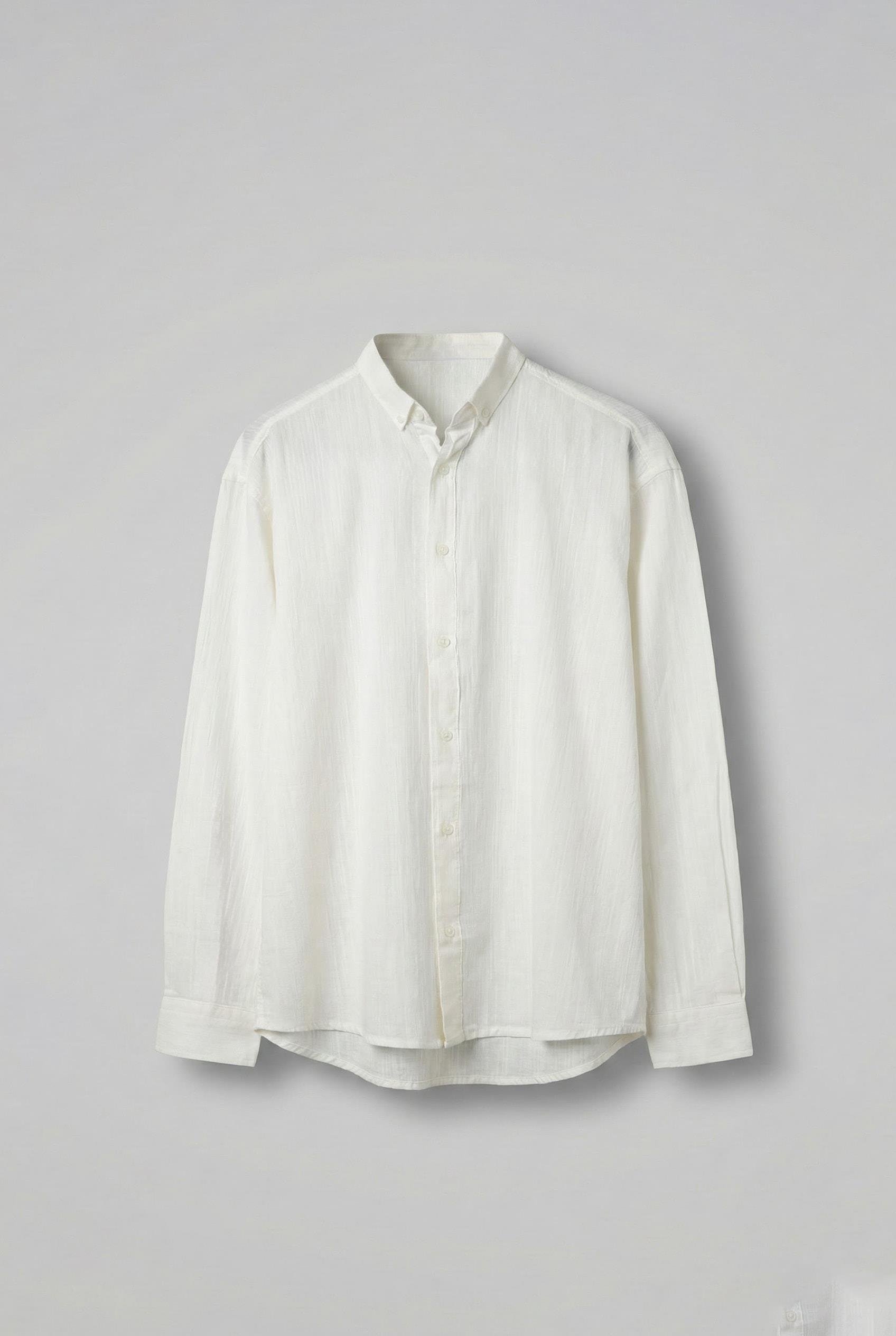 Erkek Relax Fit Rahat Kesim İnce Gömlek Beyaz