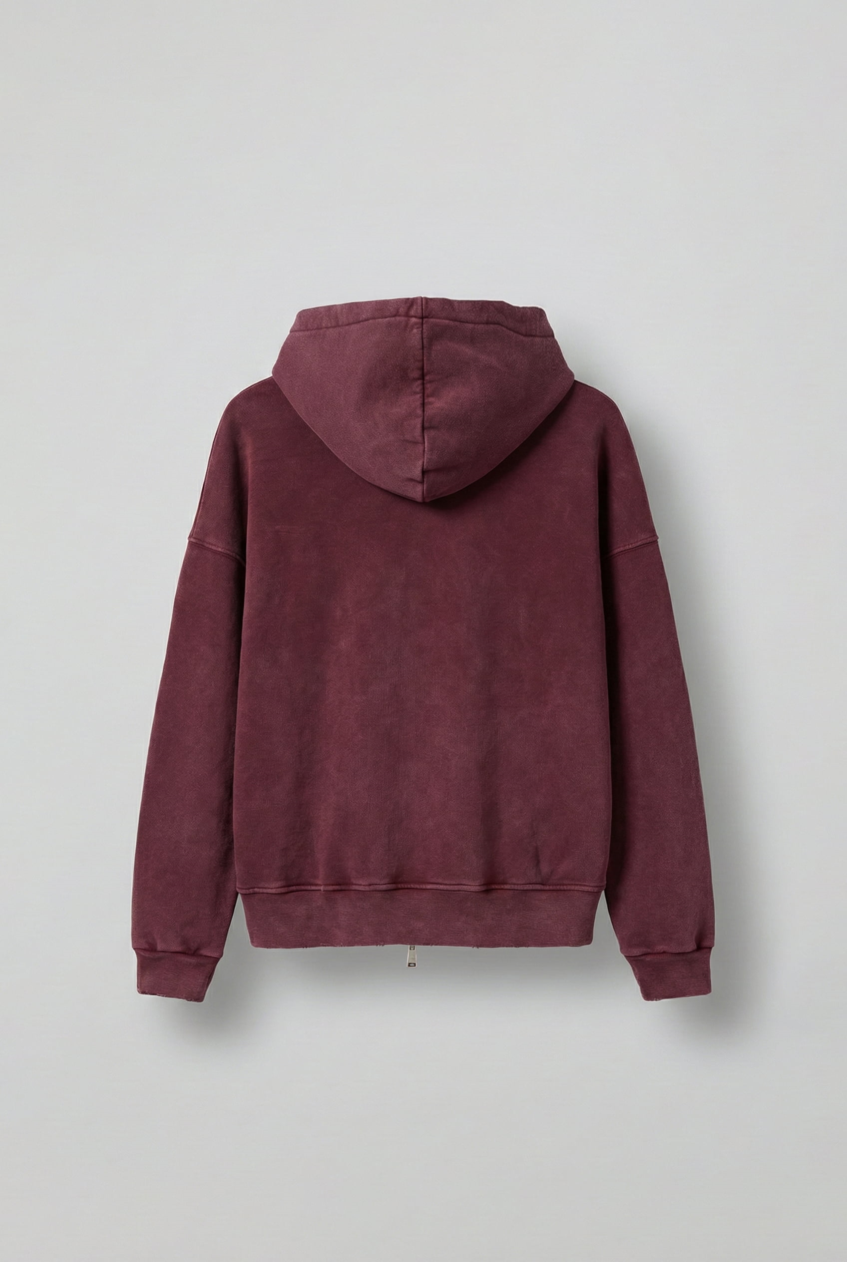 Erkek Relax Fit Yıkamalı Kapüşonlu Sweatshirt Bordo