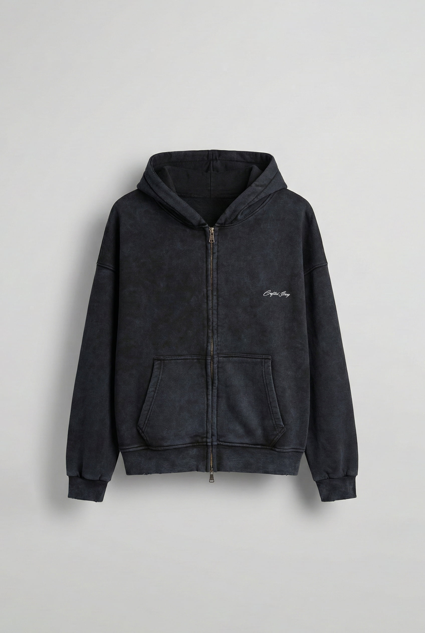 Erkek Relax Fit Yıkamalı Kapüşonlu Sweatshirt Siyah