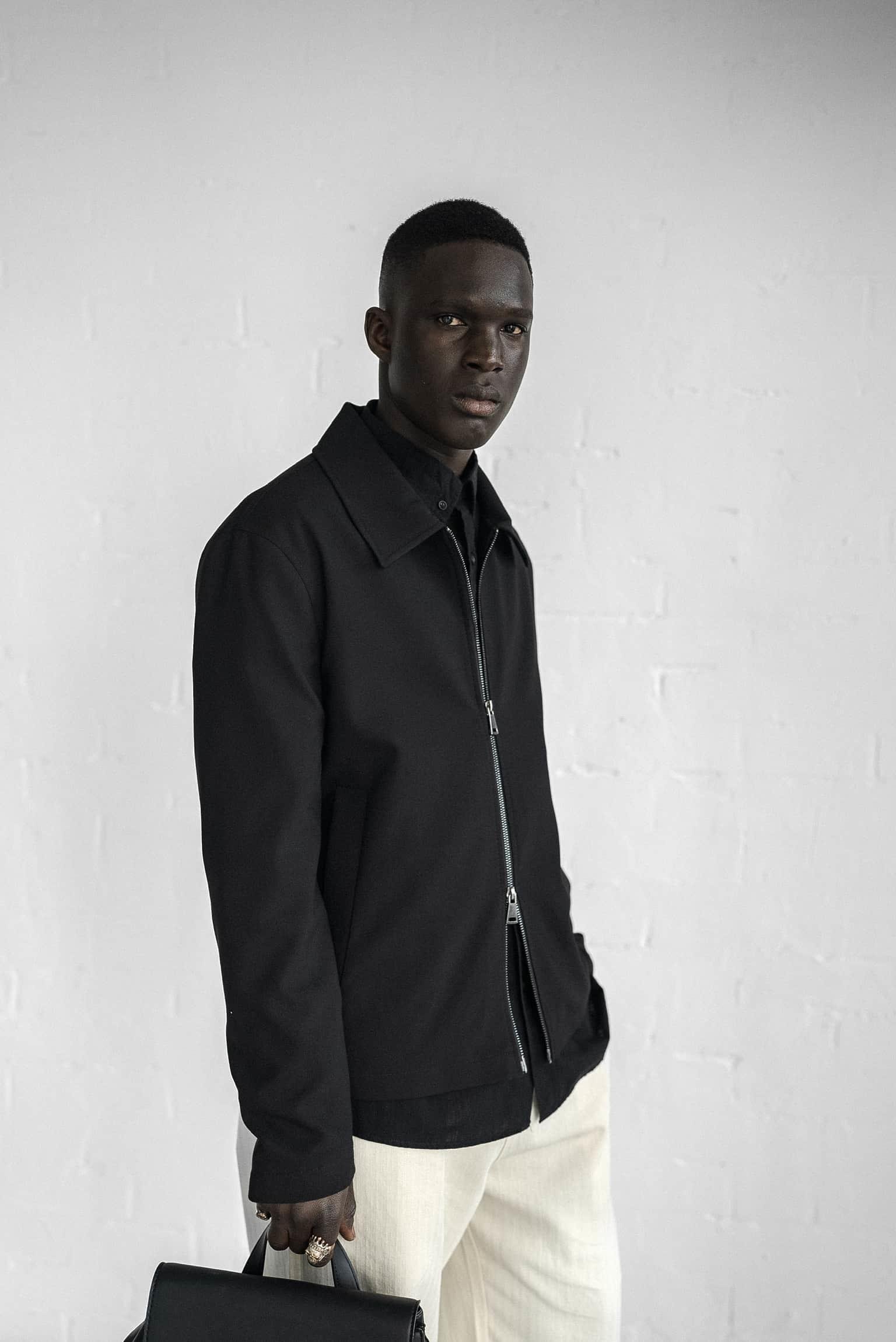 Erkek Relaxed Fit Fermuarlı İnce Ceket Siyah