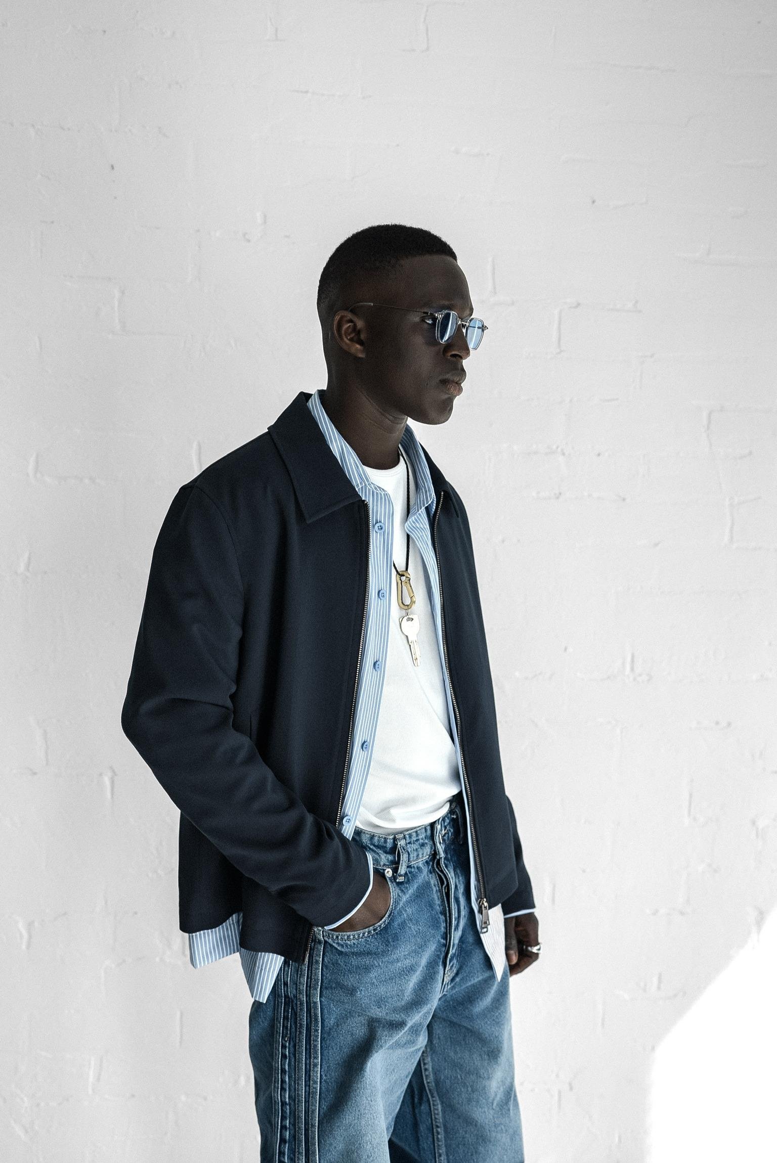 Erkek Relaxed Fit Fermuarlı İnce Ceket Koyu Lacivert