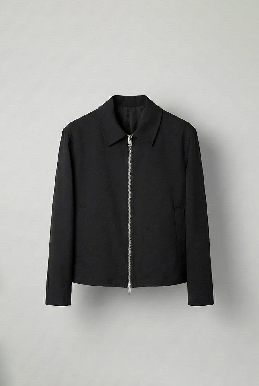 Erkek Relaxed Fit Fermuarlı İnce Ceket Siyah