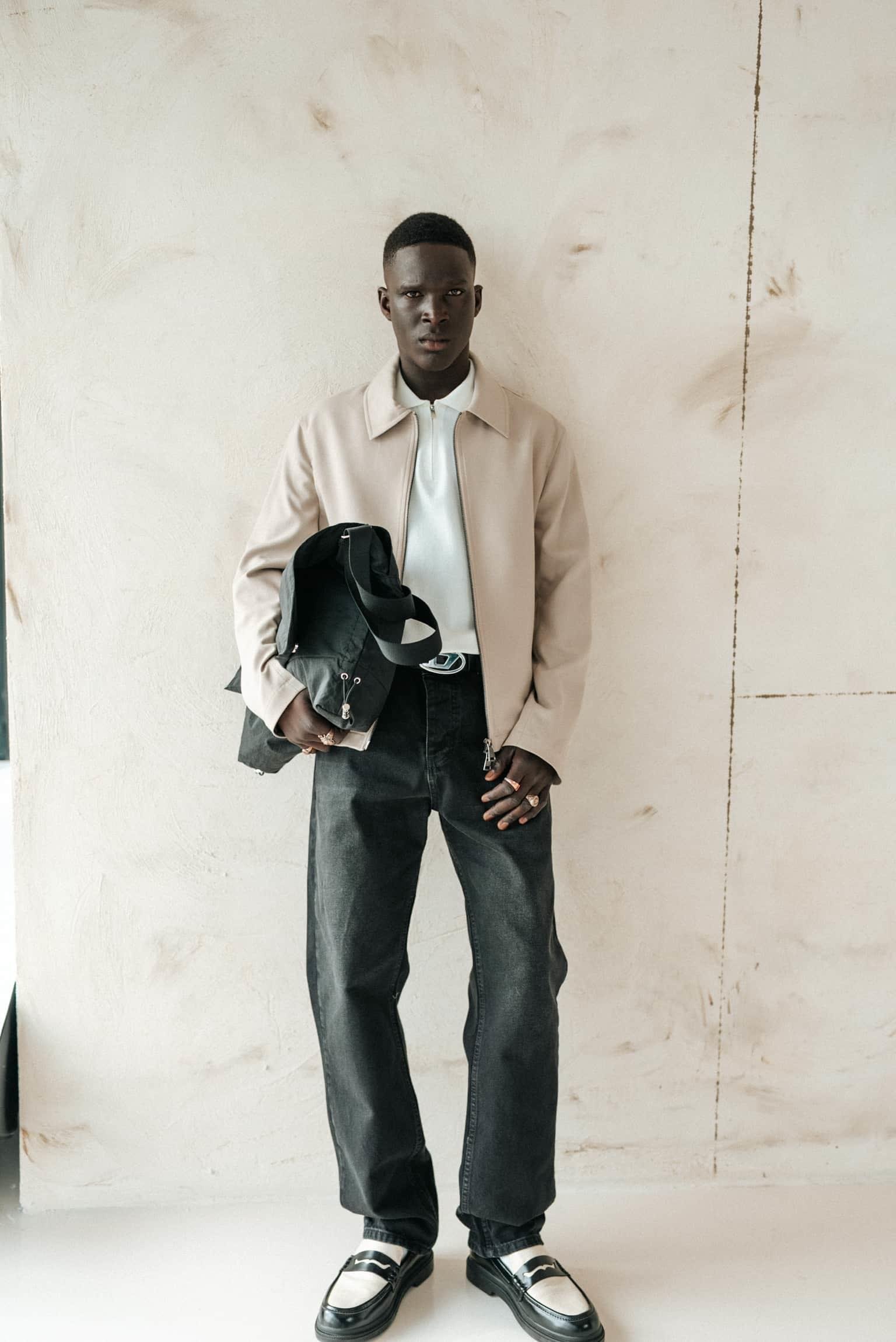 Erkek Relaxed Fit Fermuarlı İnce Ceket Bej